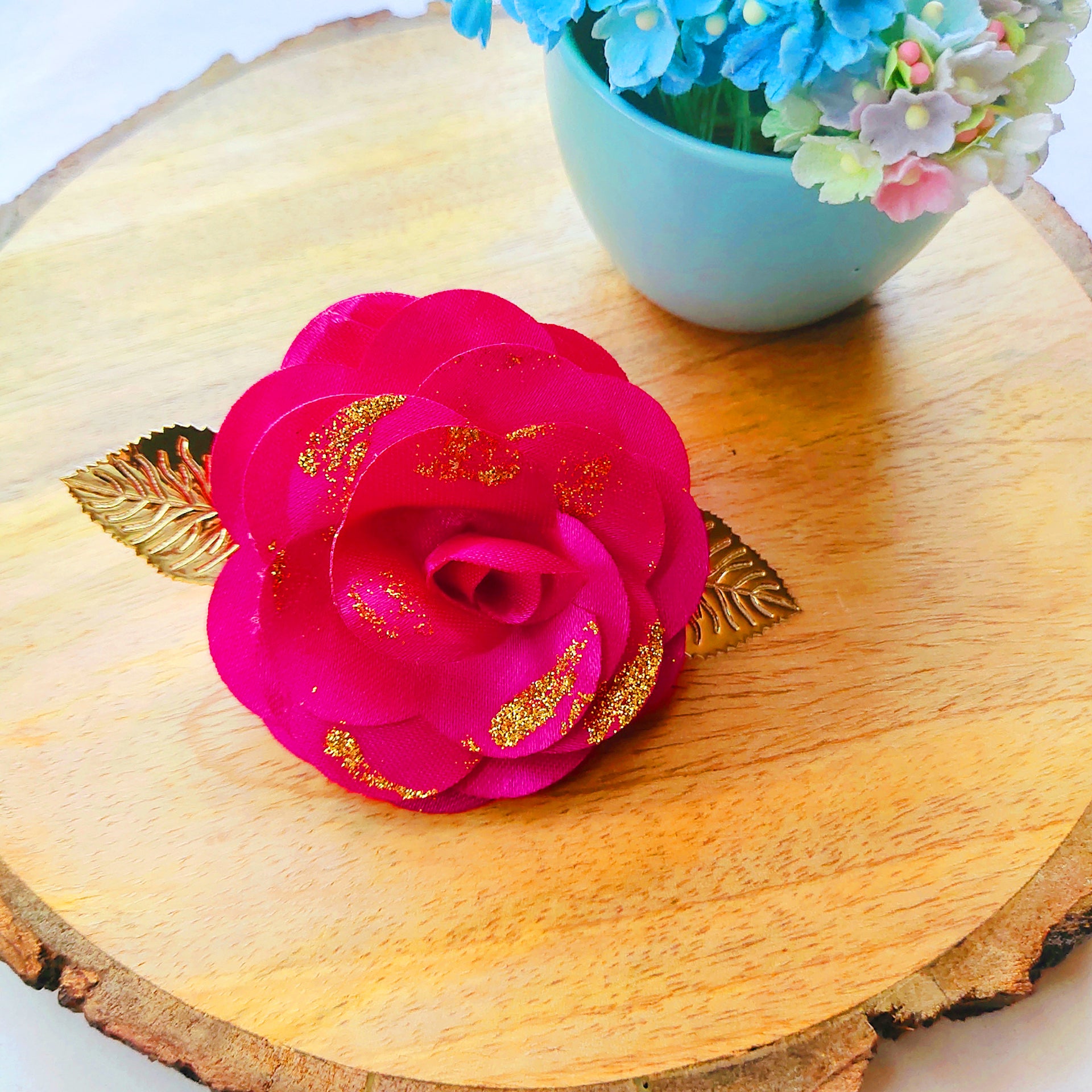 4 Colors Rose Flower Alligator Clip