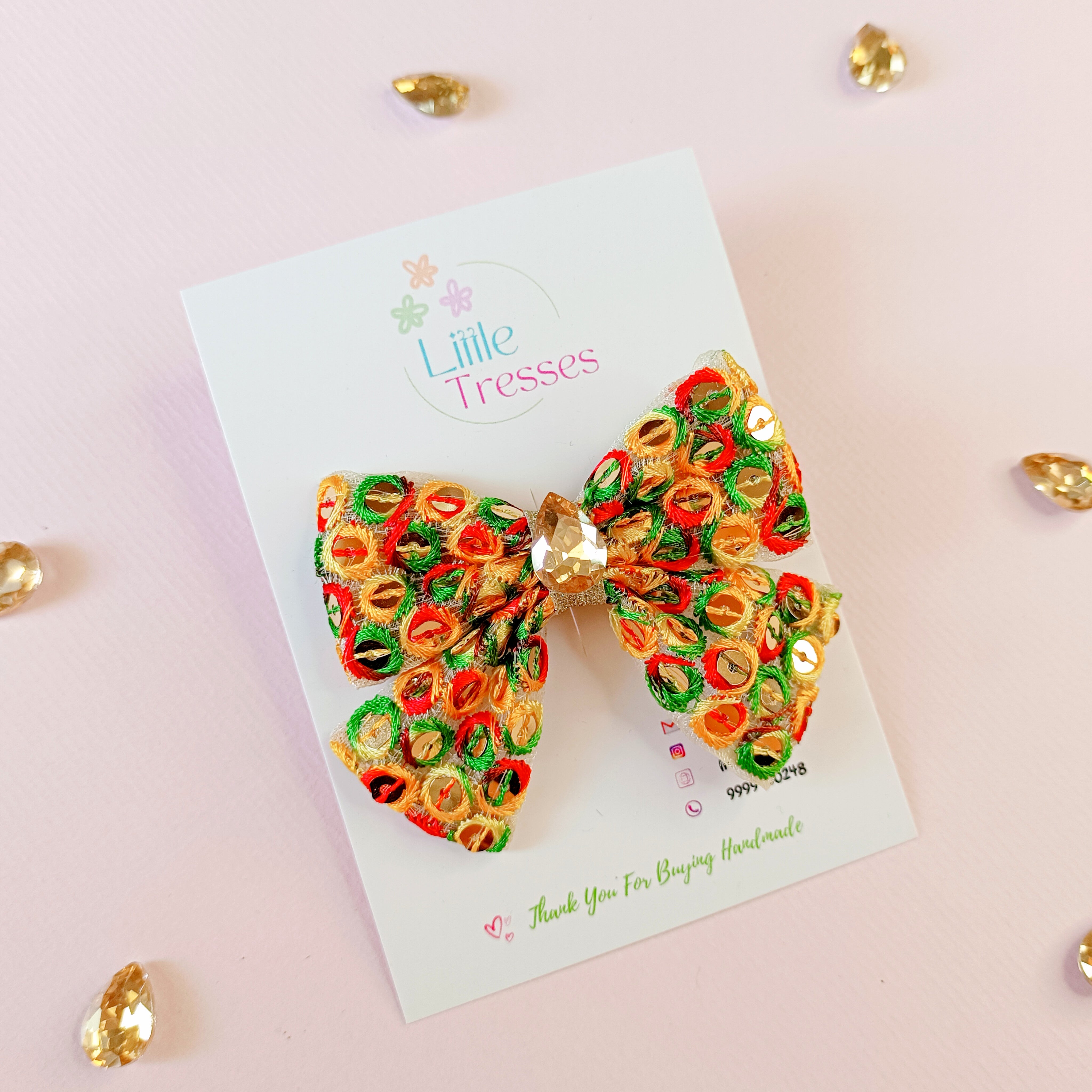3 Colors Mirror Work Bow Clip