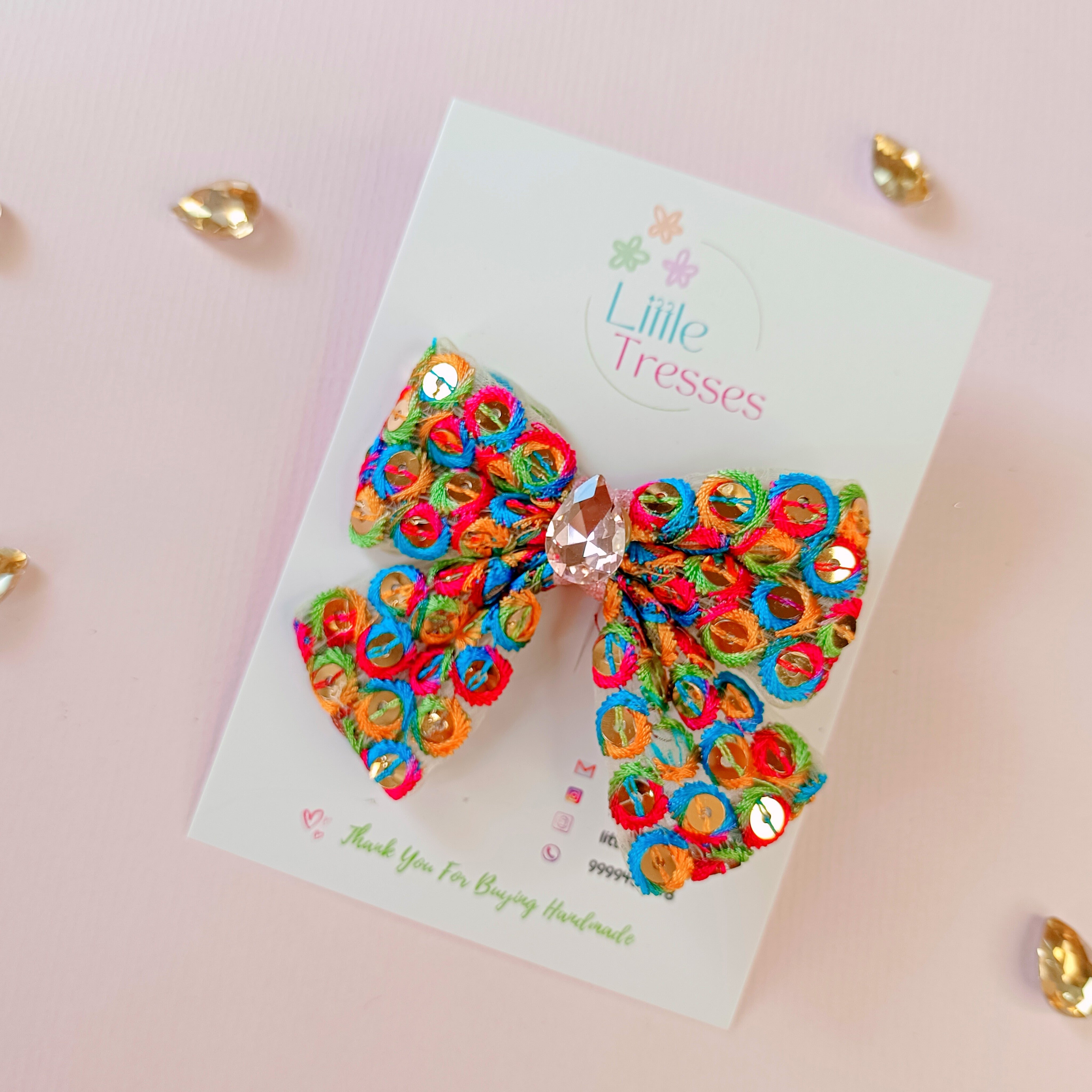 3 Colors Mirror Work Bow Clip