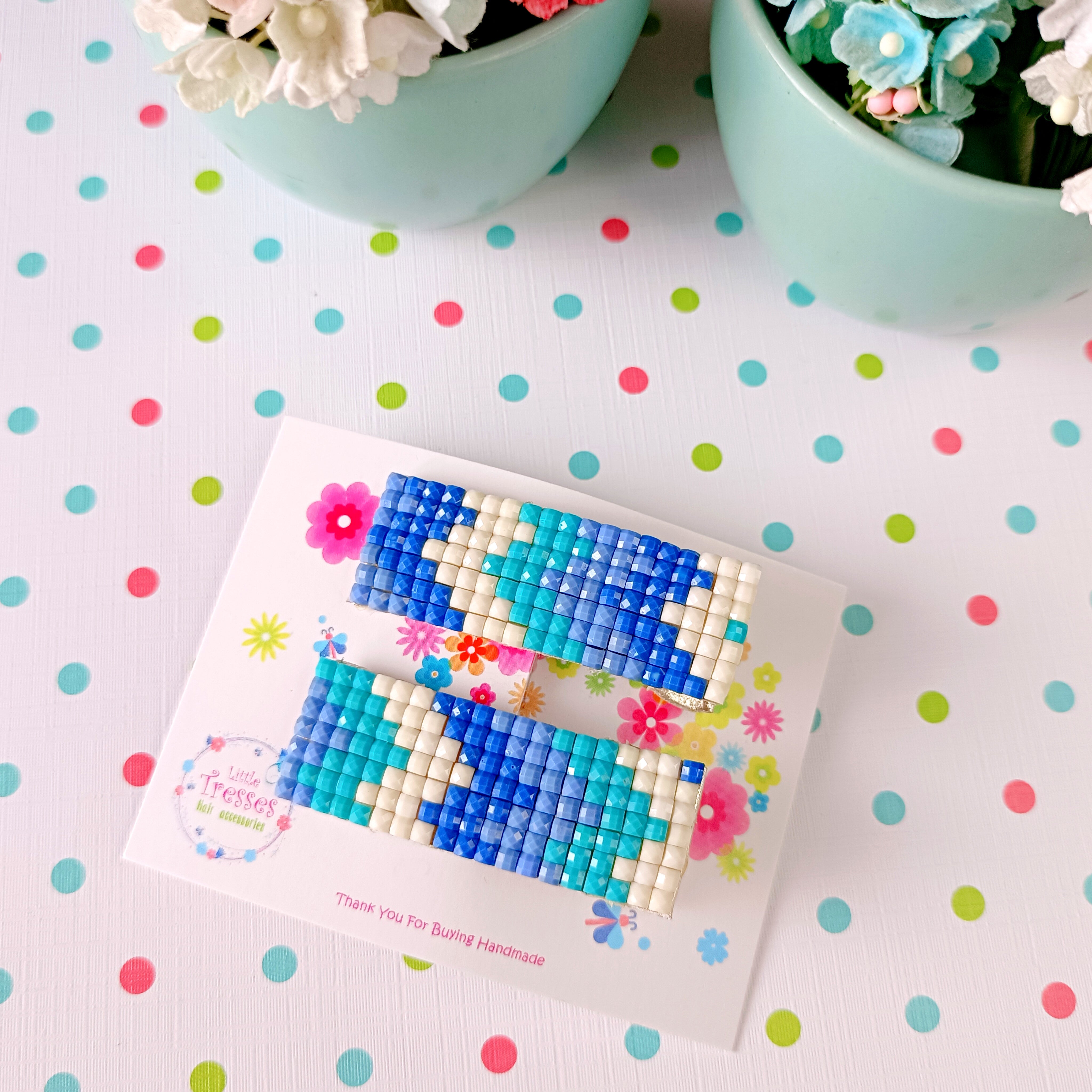 Beaded Zigzag Alligator Clips Pair