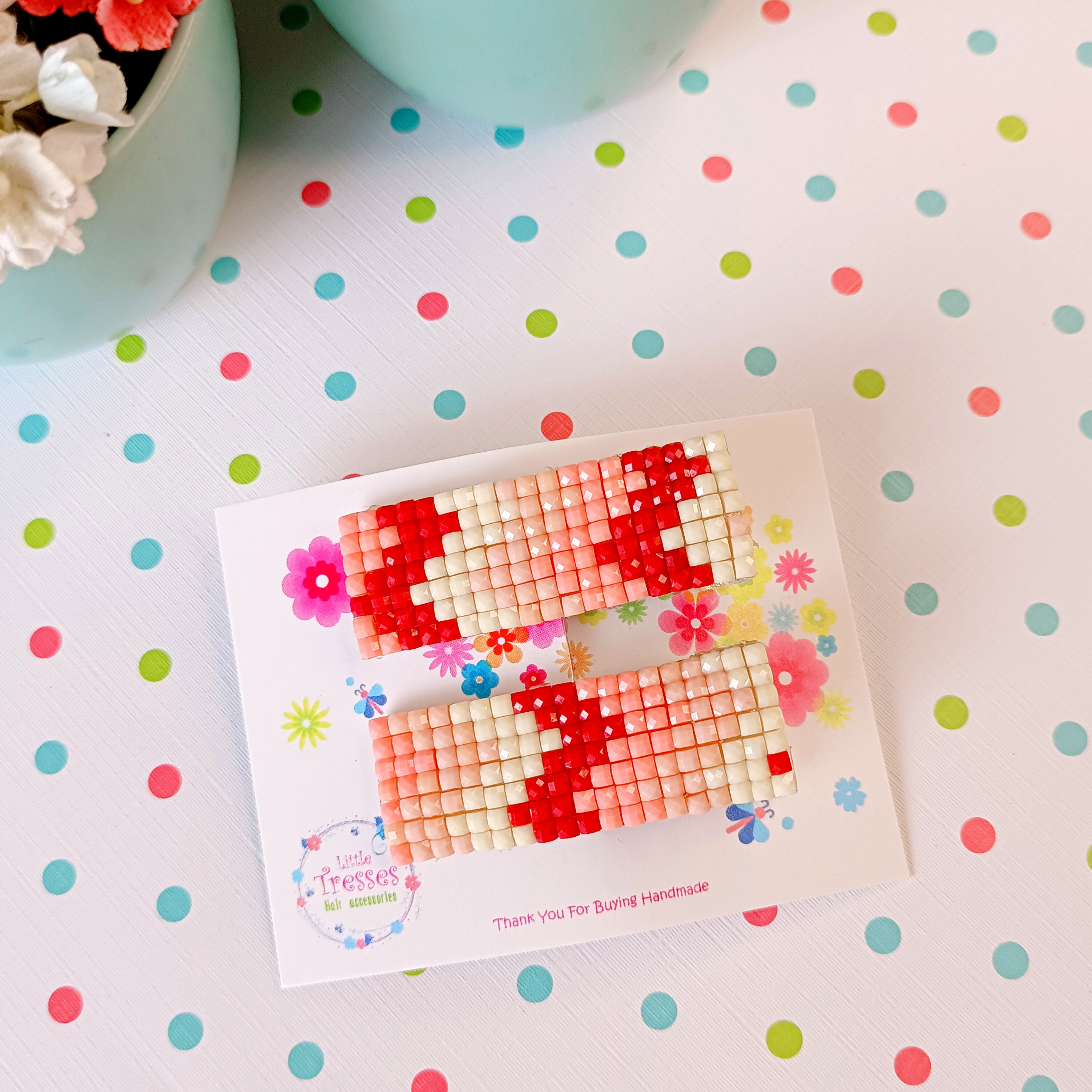 Beaded Zigzag Alligator Clips Pair