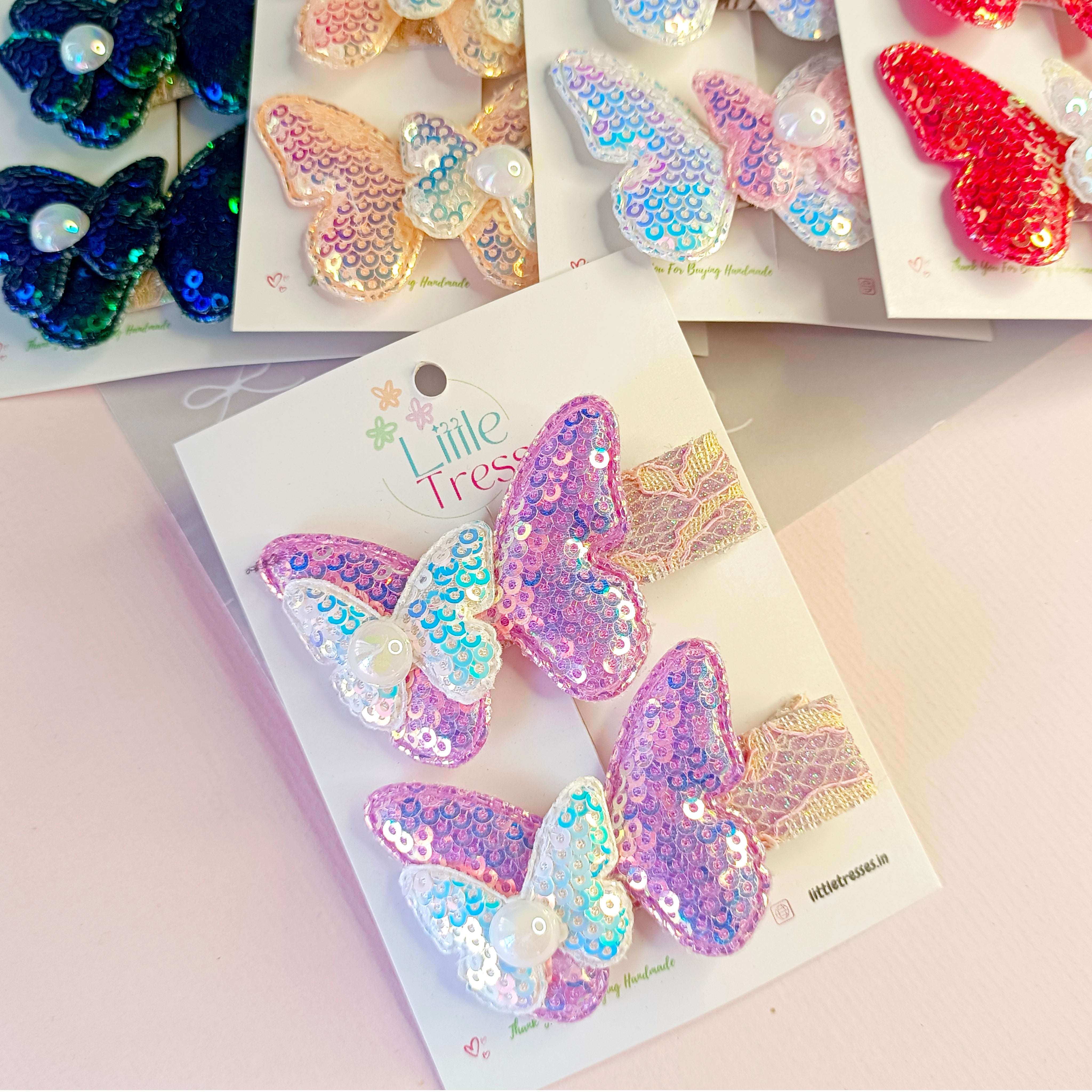 Butterfly Alligator Clip Pair - 5 Colors
