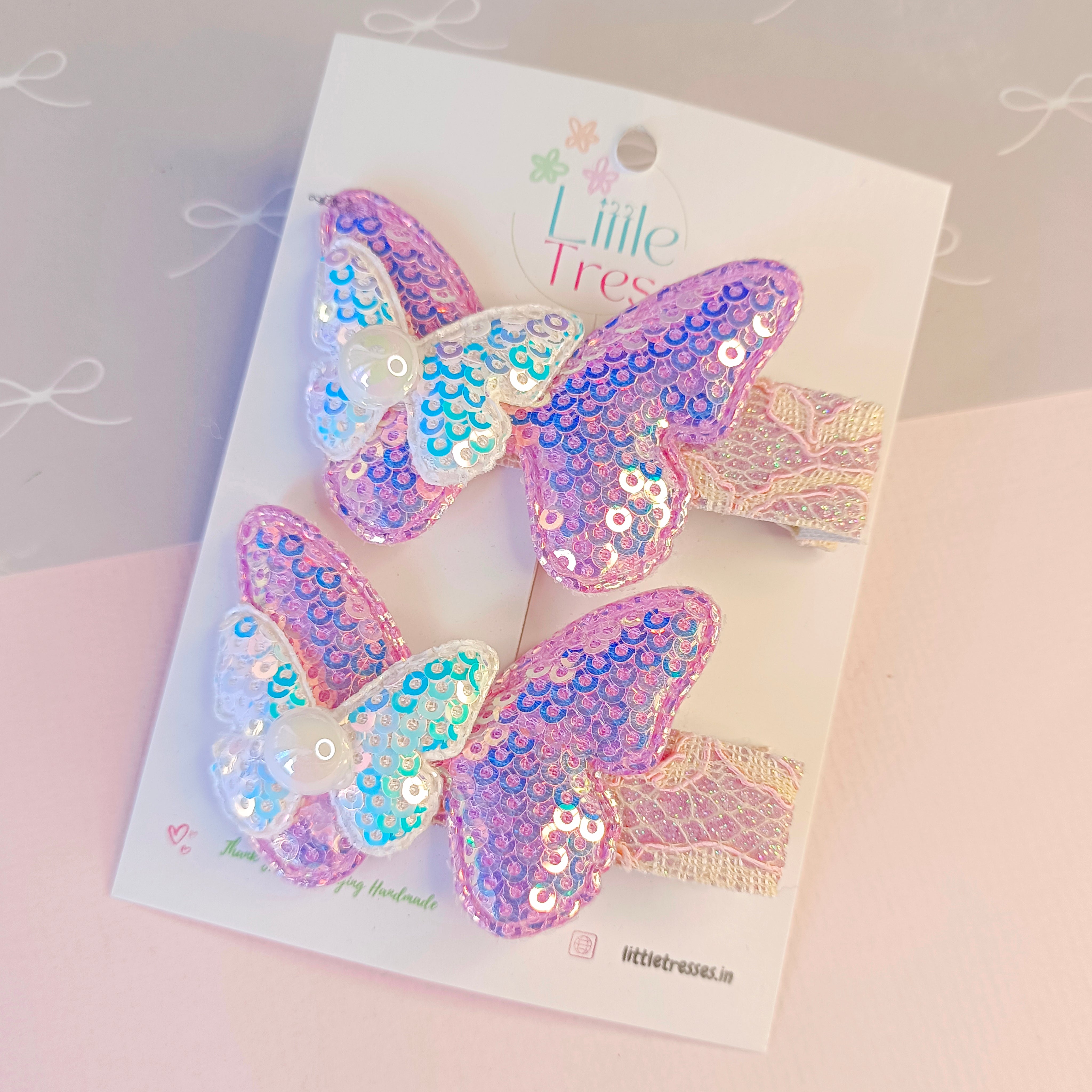 Butterfly Alligator Clip Pair - 5 Colors