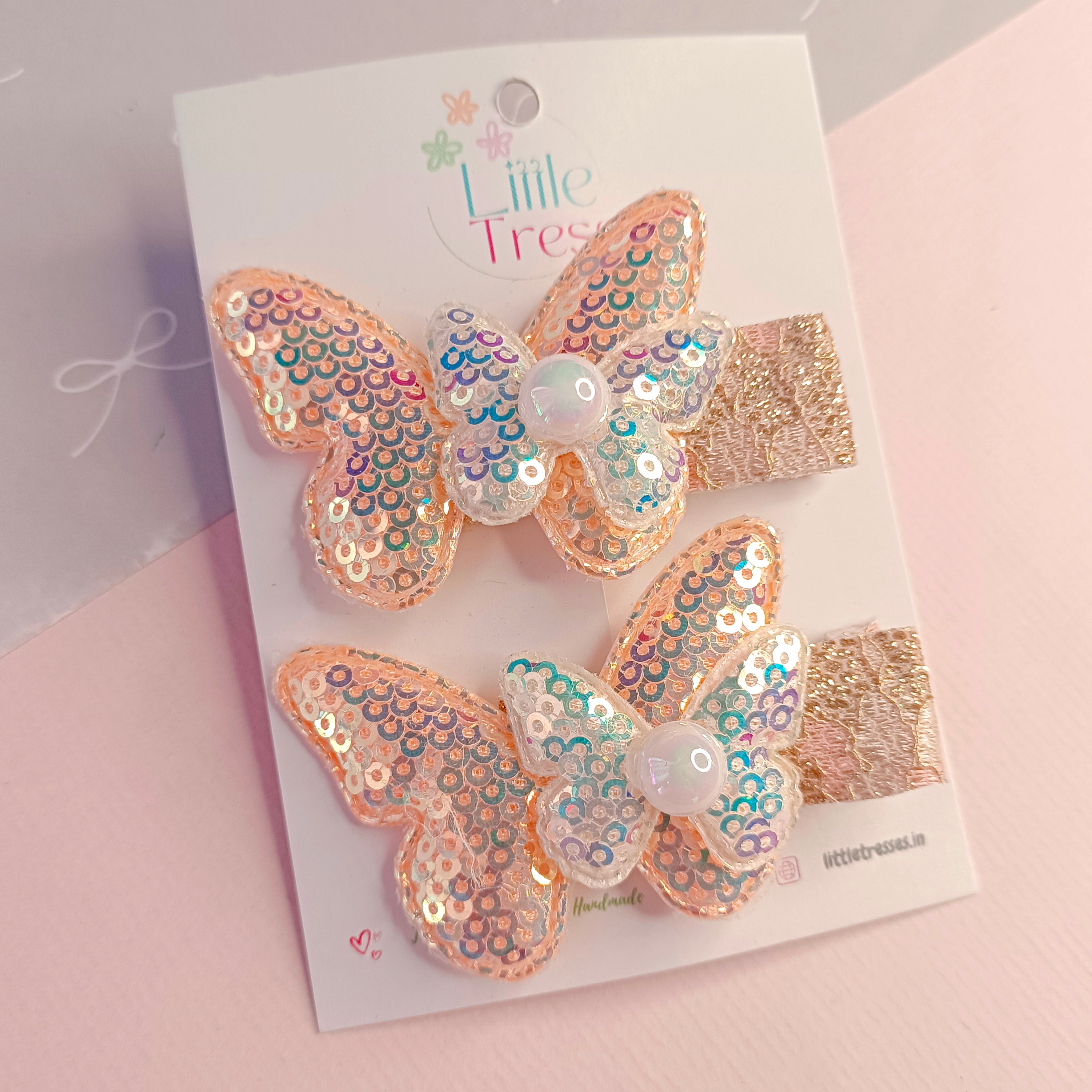 Butterfly Alligator Clip Pair - 5 Colors
