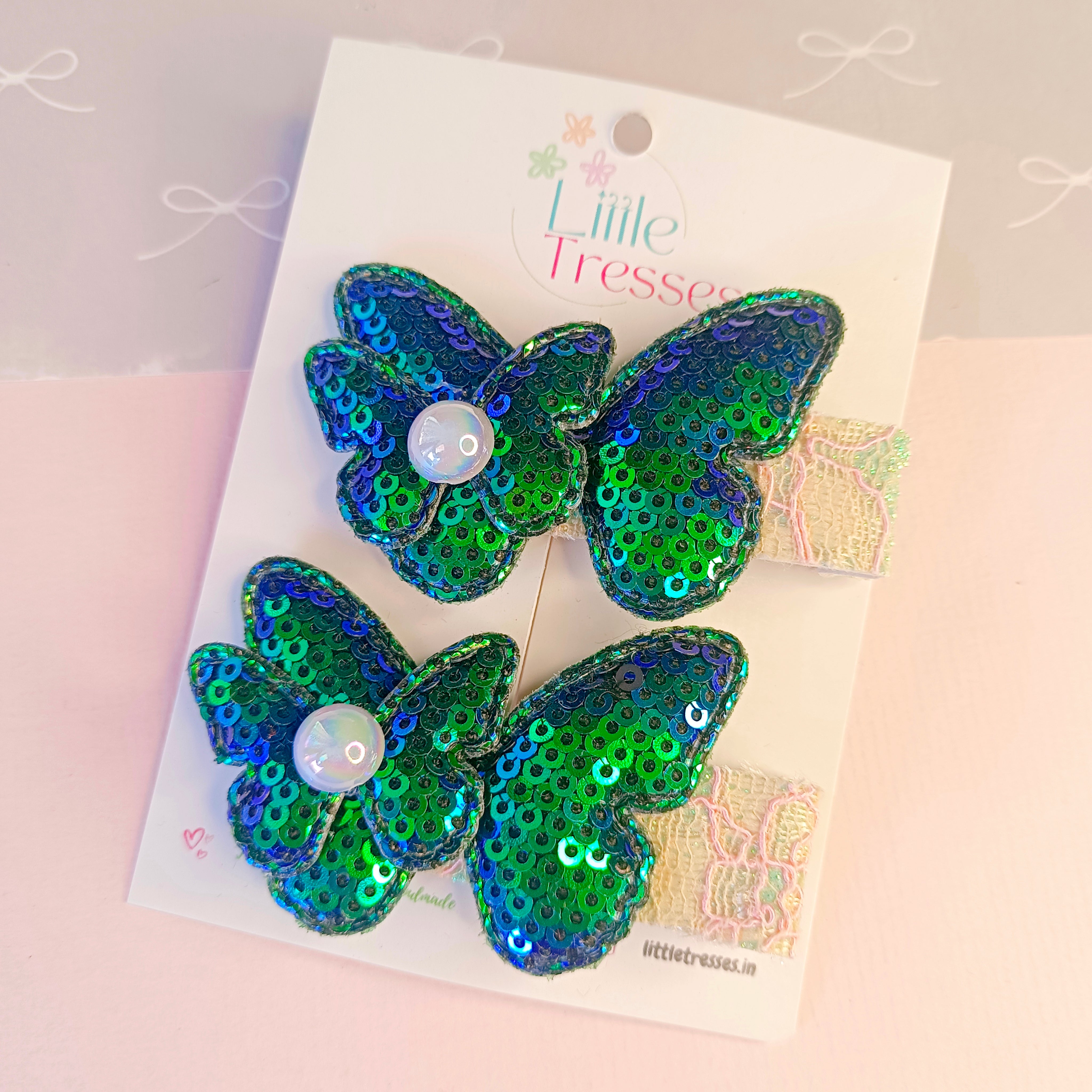 Butterfly Alligator Clip Pair - 5 Colors