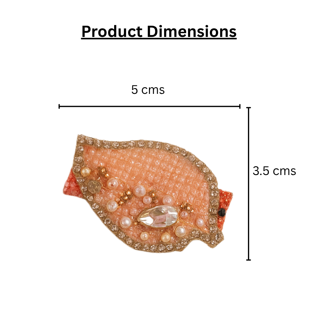 Combo of Peach Beaded Leaf  + Beads Alligator Clip