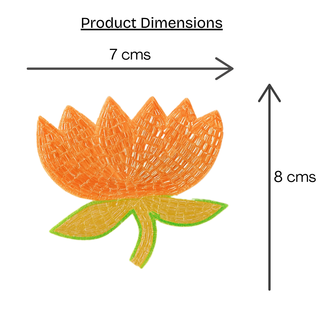 Beaded Peach Lotus & Flower Pair Combo Alligator Clip