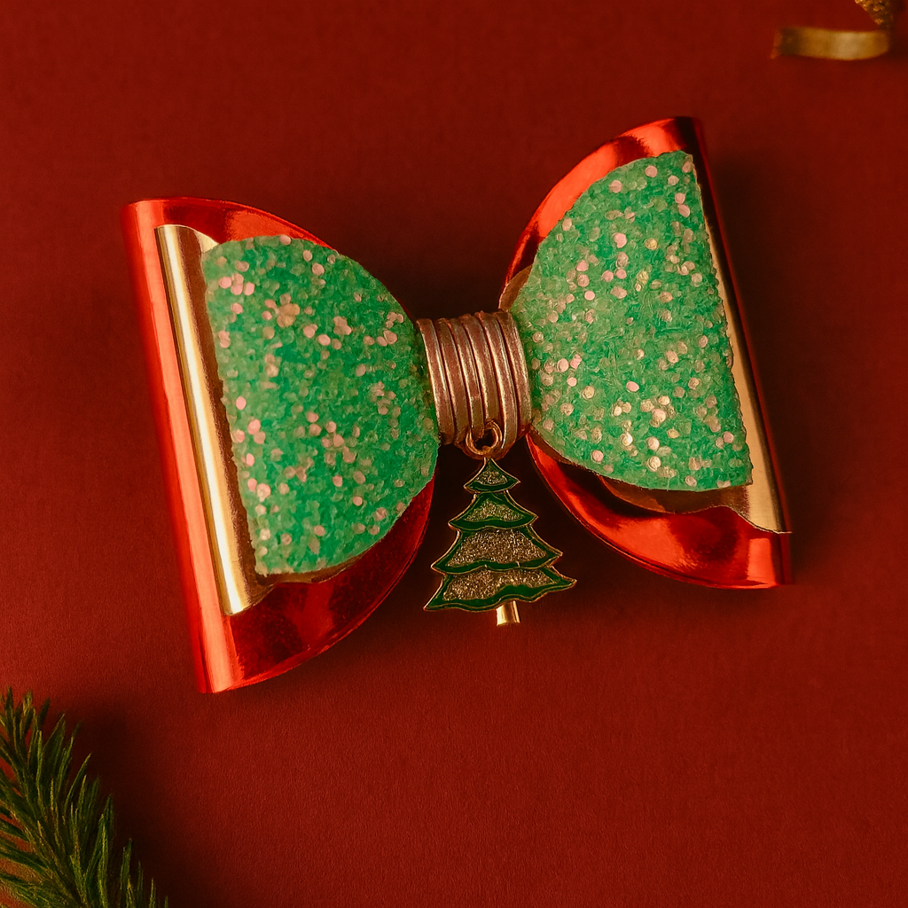 Green Christmas Tree Charm Alligator Clip
