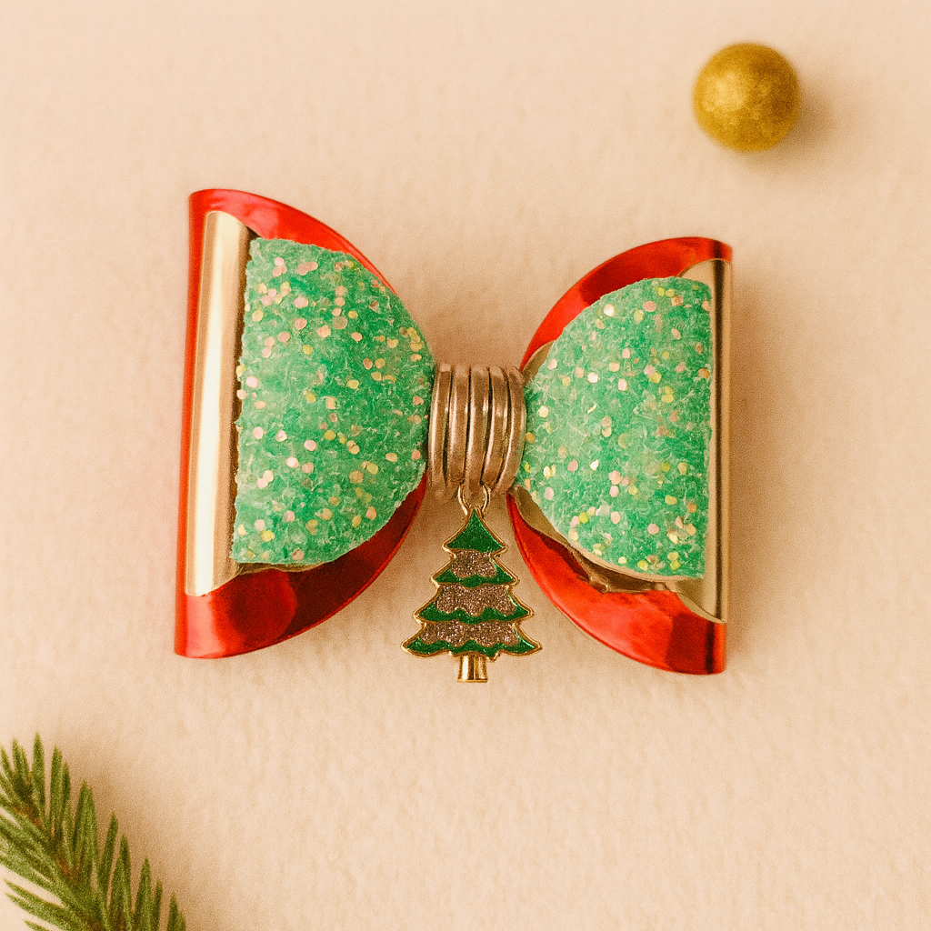 Green Christmas Tree Charm Alligator Clip