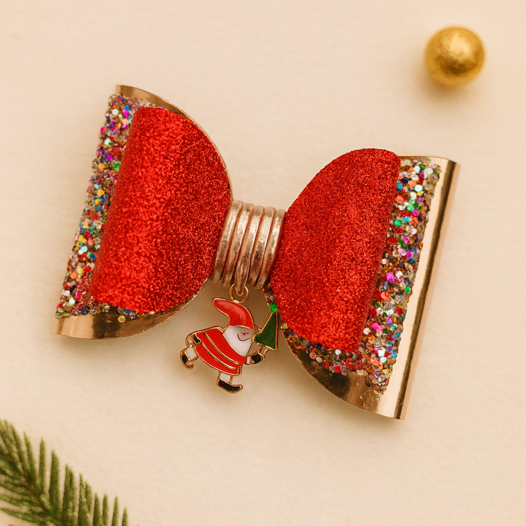 Santa with Christmas Tree Charm Alligator Clip