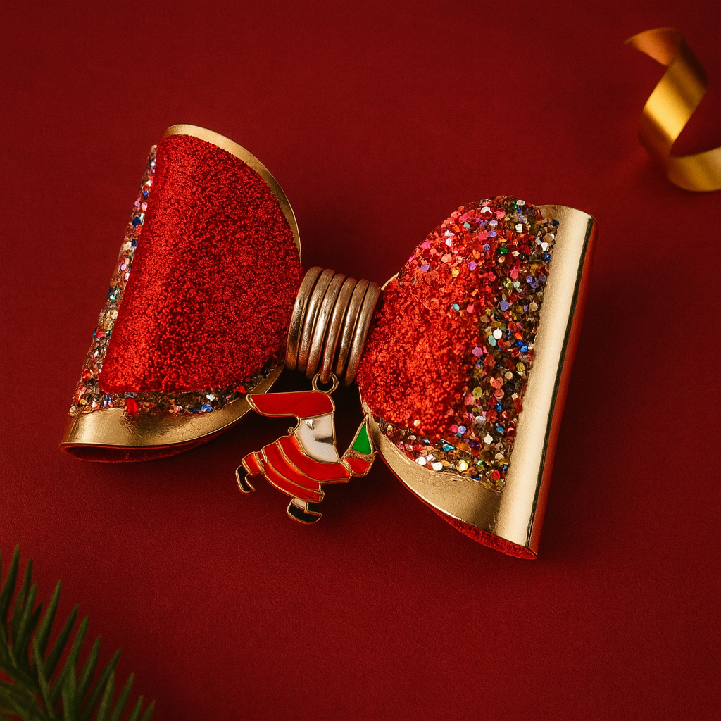 Santa with Christmas Tree Charm Alligator Clip