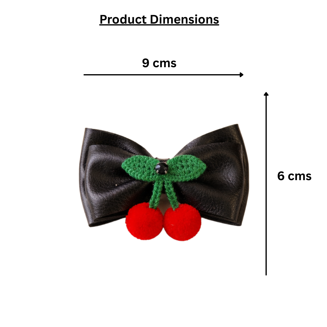 Double layer Cherry Bow Alligator Clip & Bracelet Combo - Black