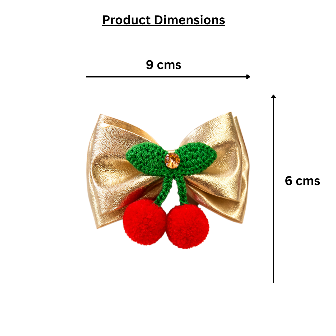 Double layer Cherry Bow Alligator Clip & Bracelet Combo - Golden