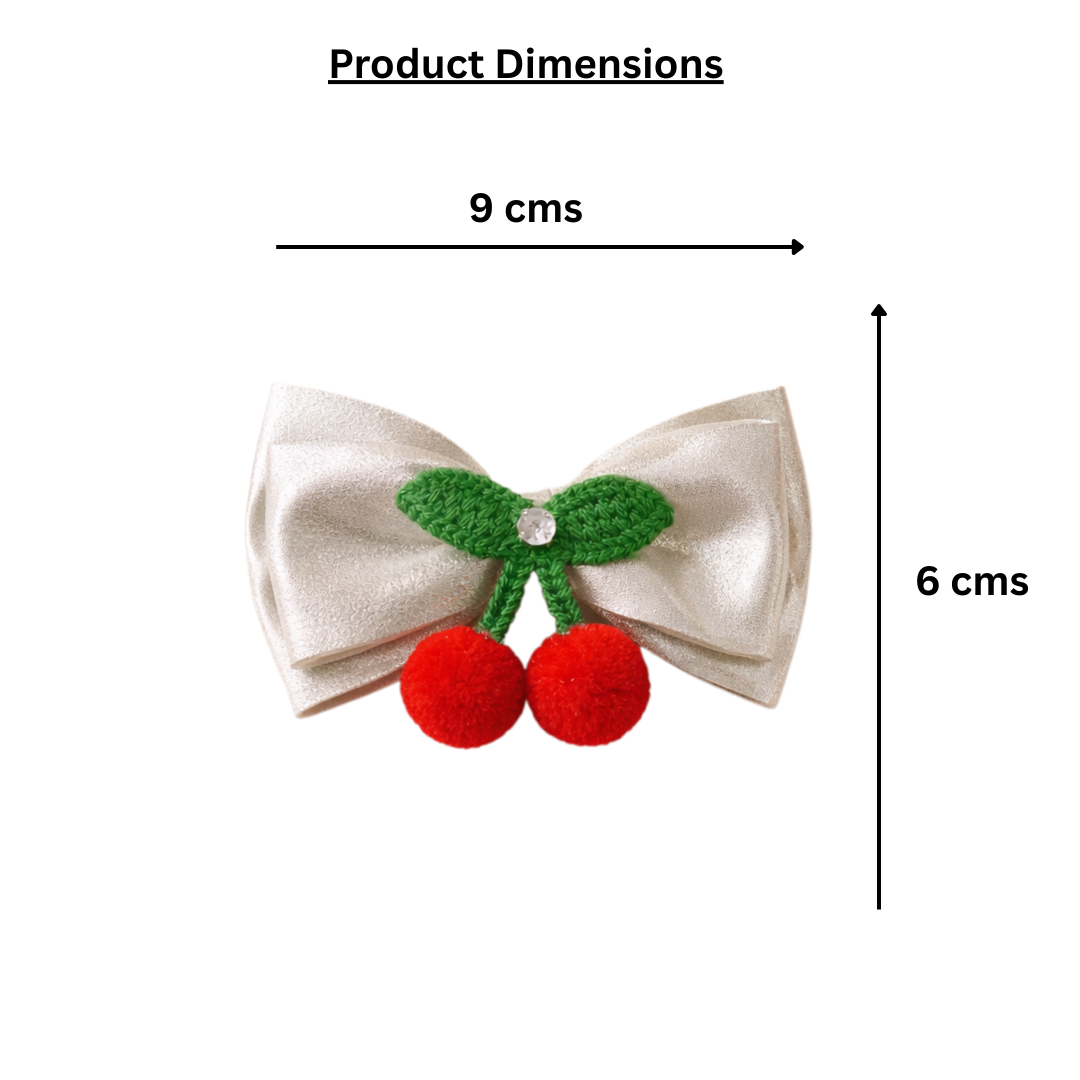 Double layer Cherry Bow Alligator Clip & Bracelet Combo - Silver