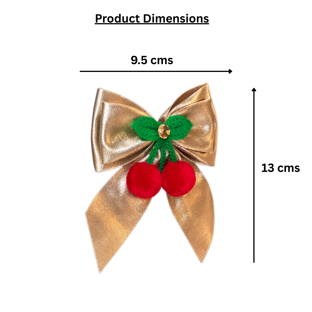 Cherry Crochet Piggy tail Bow Clips and Bracelet Combo - Golden