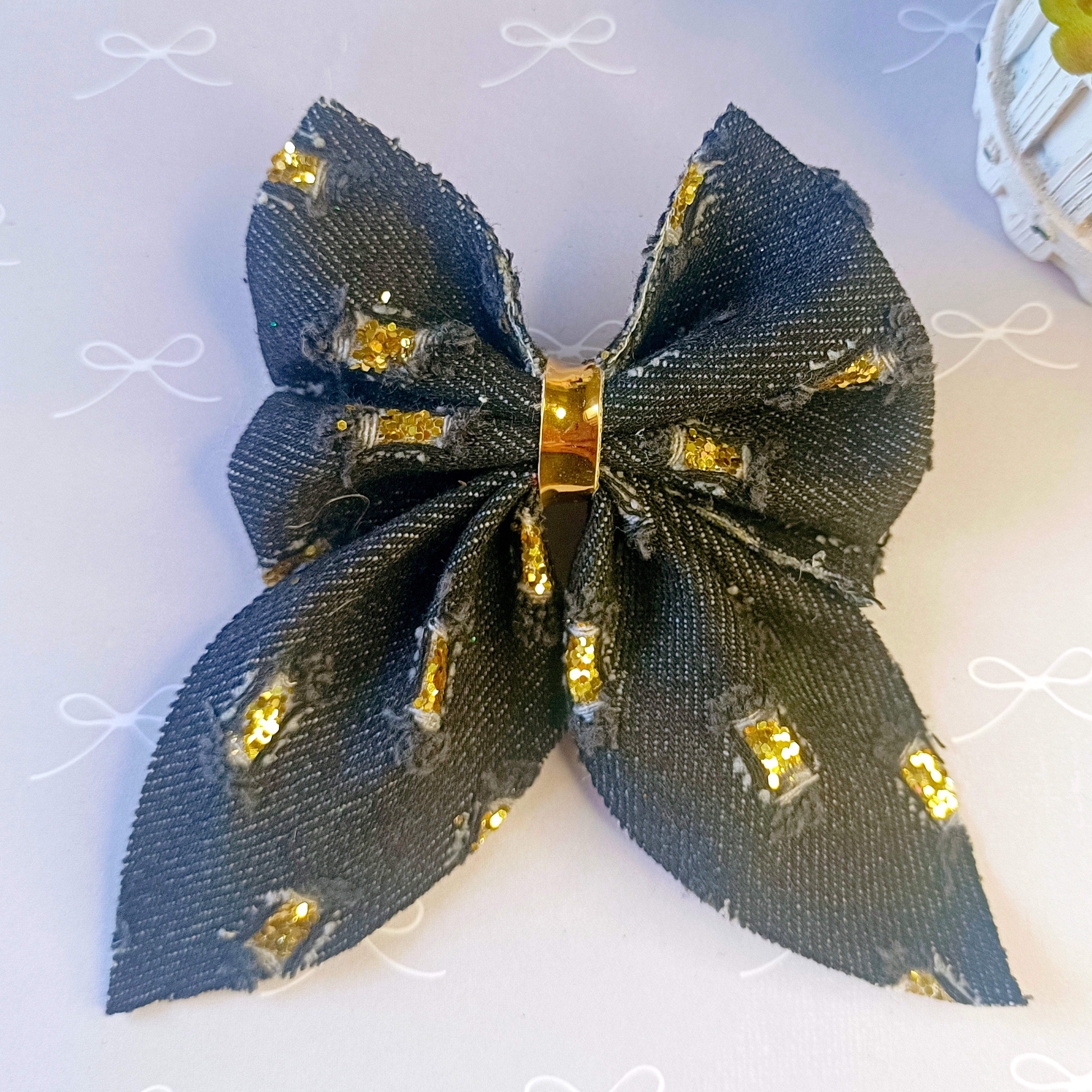 Casual Chick Denim Piggy Tail Bow Clip - 4 Colors