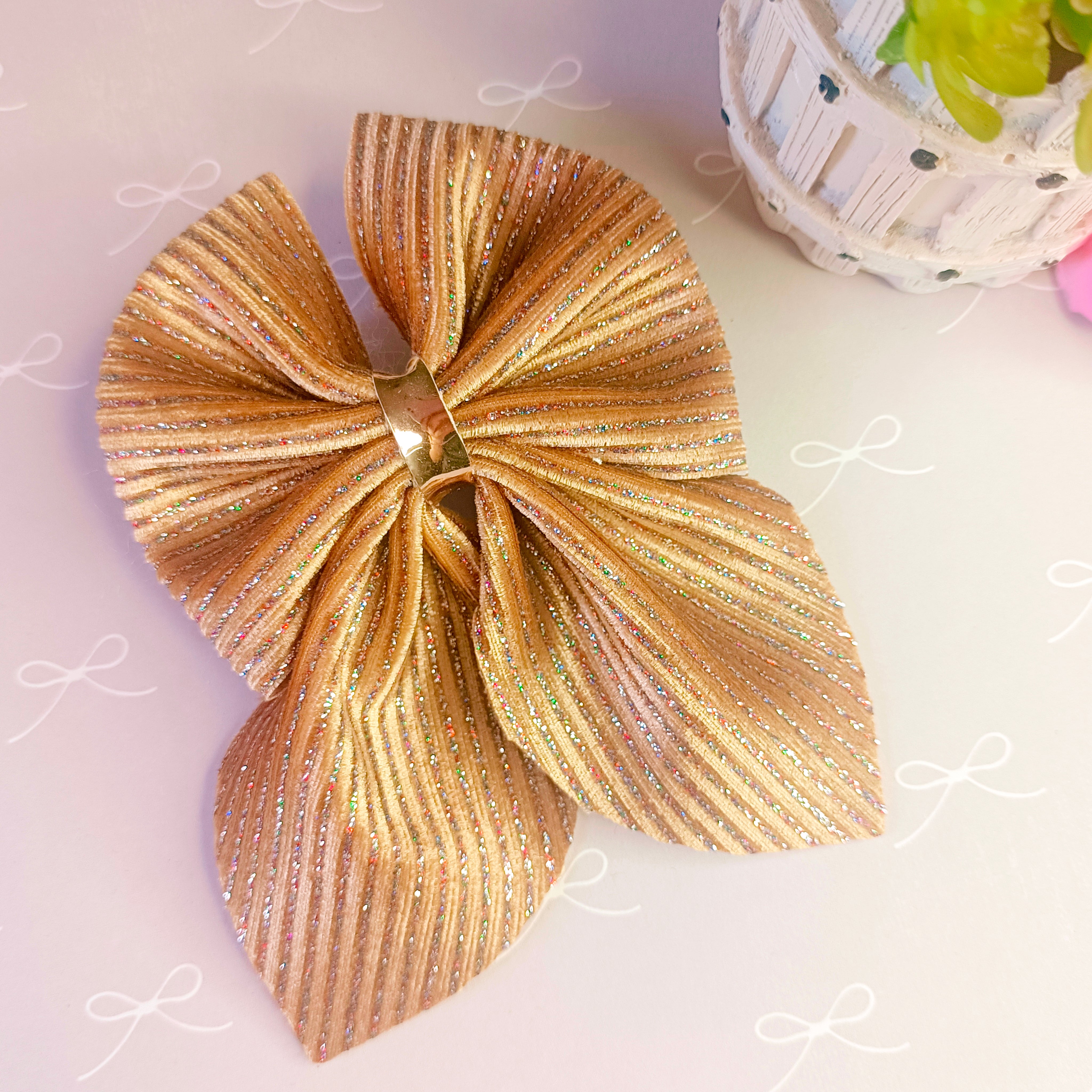 Lil’ Luxe Stripes Piggy Tail Bow Alligator Clip - 2 Colors