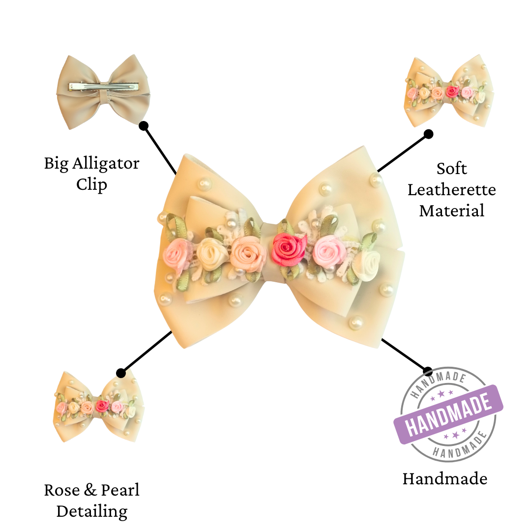 Cream Gulmohar Earthy Alligator Clip