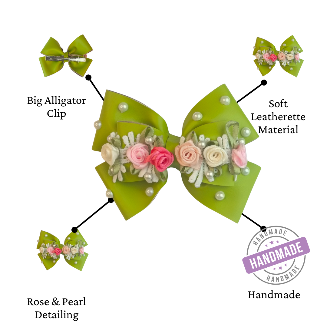 Leaf Green Gulmohar Vibrant Alligator Clip