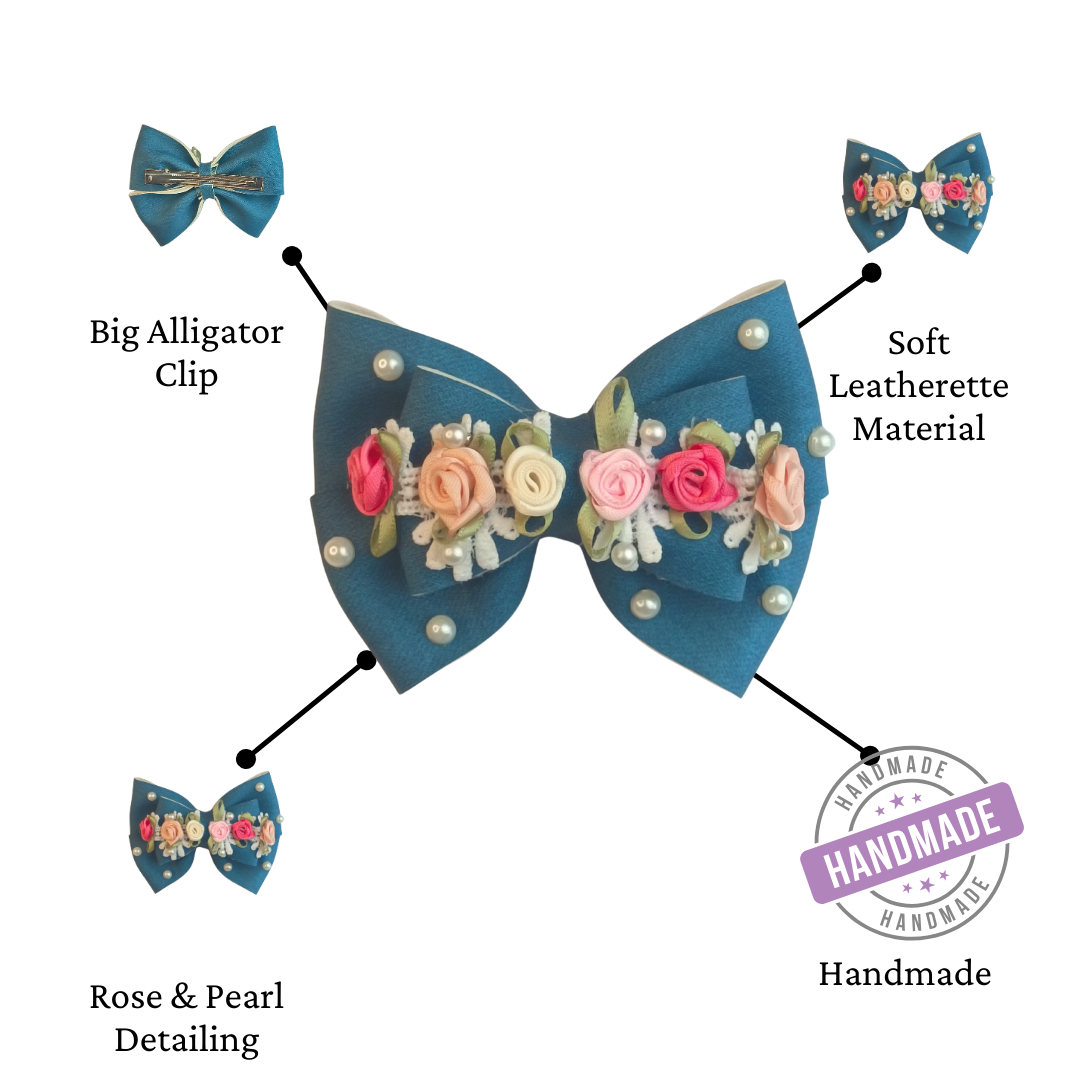 Peacock Blue Gulmohar Vibrant Alligator Clip