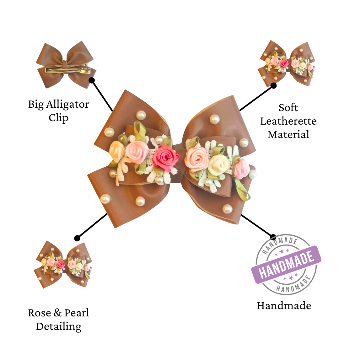 Tan Brown Gulmohar Earthy Alligator Clip