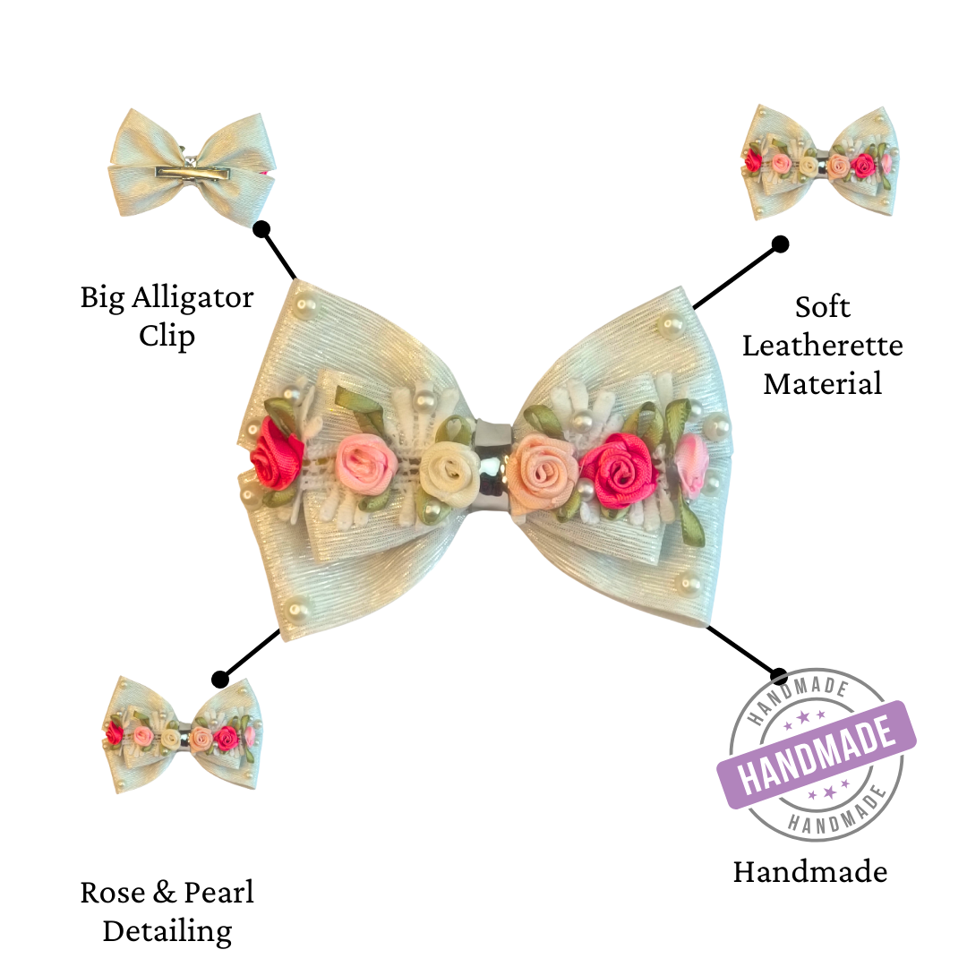 White Gulmohar Festive Alligator Clip