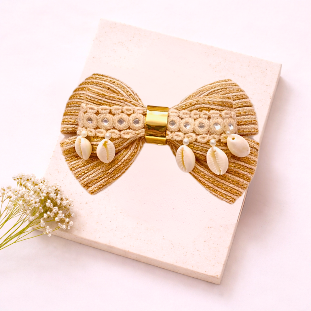 Jute Double Layer Bow with Kaudi Alligator Clip