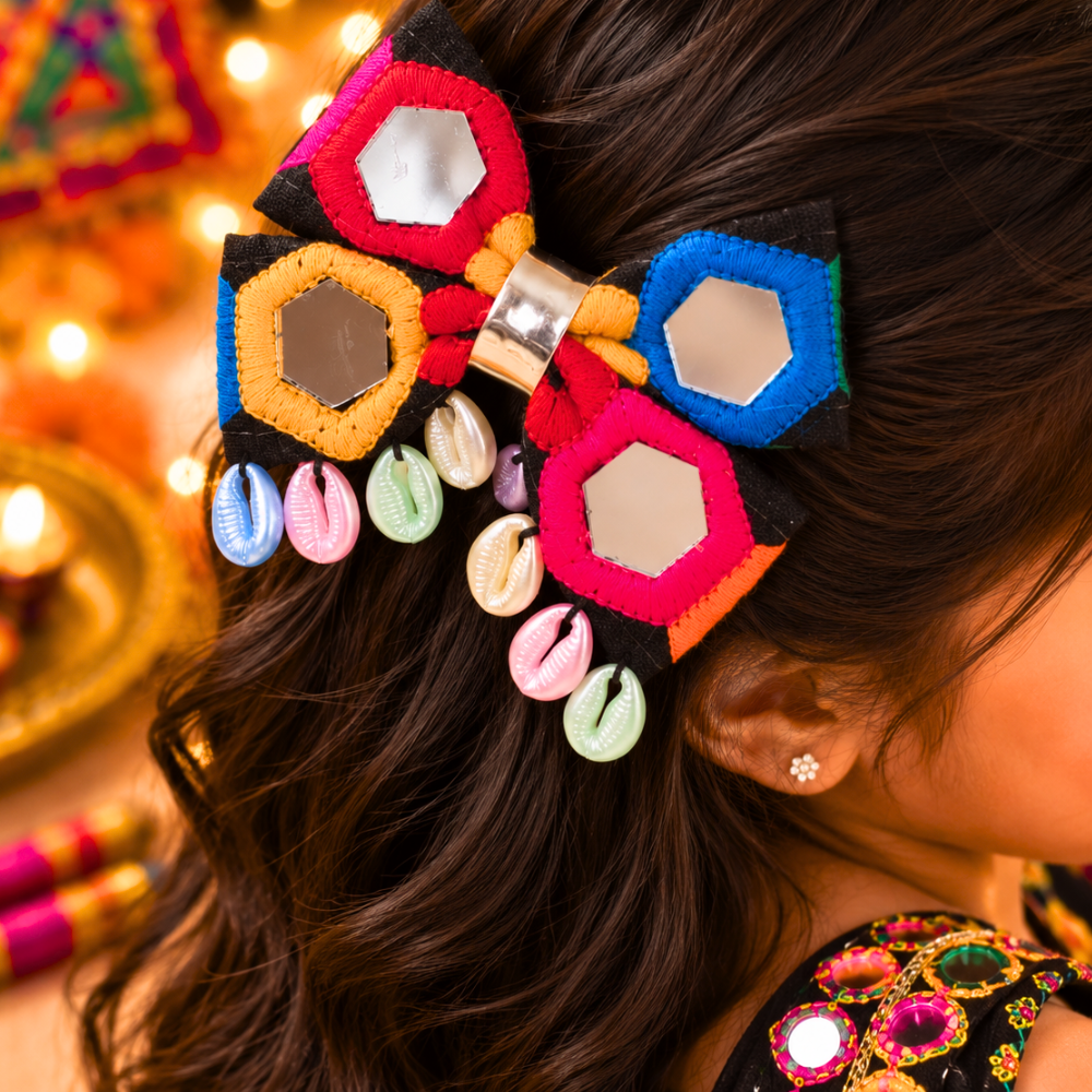 Sheesha Navratri Bow Alligator Clip – Black