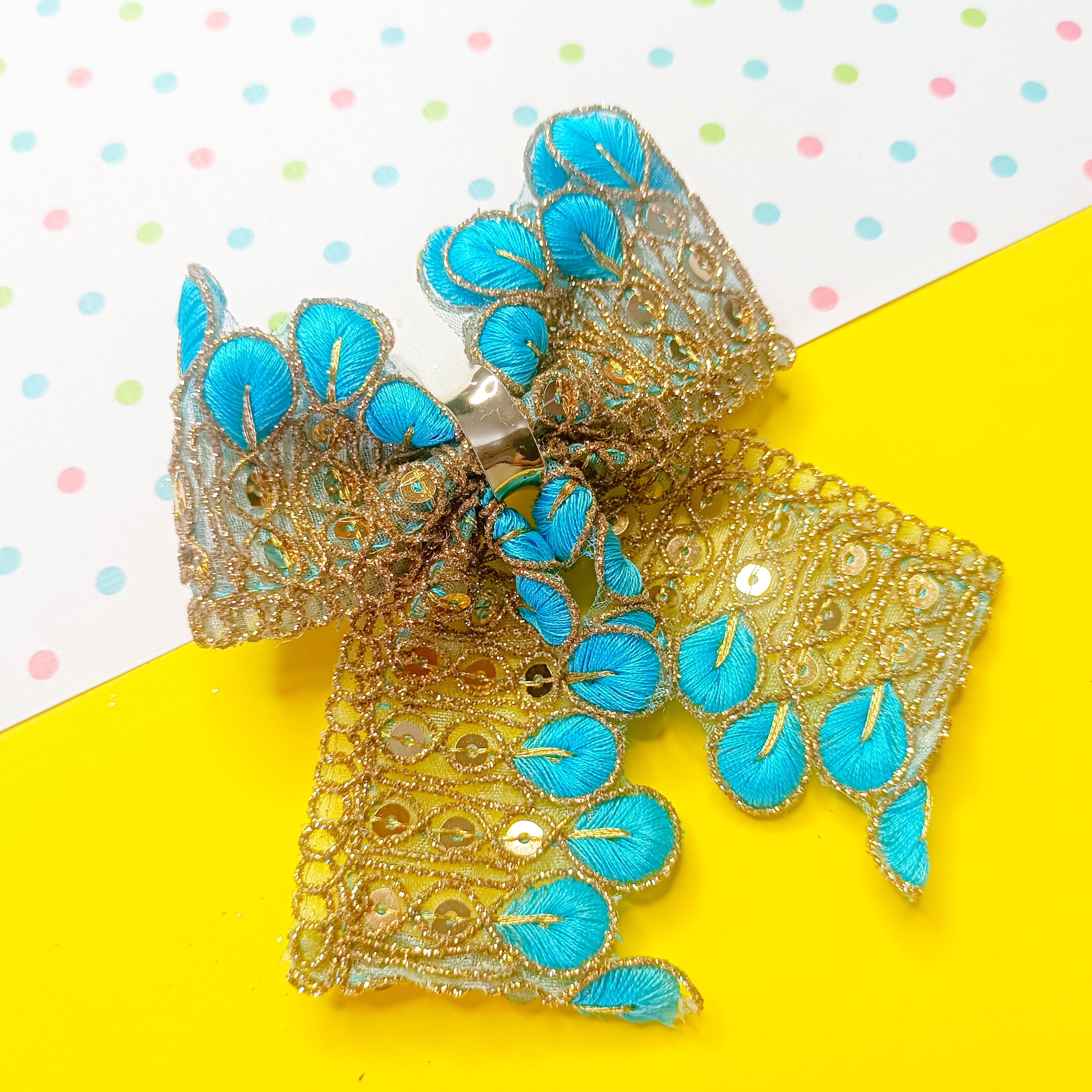 5 Colors Peacock Feather Piggy Tail Alligator Clip