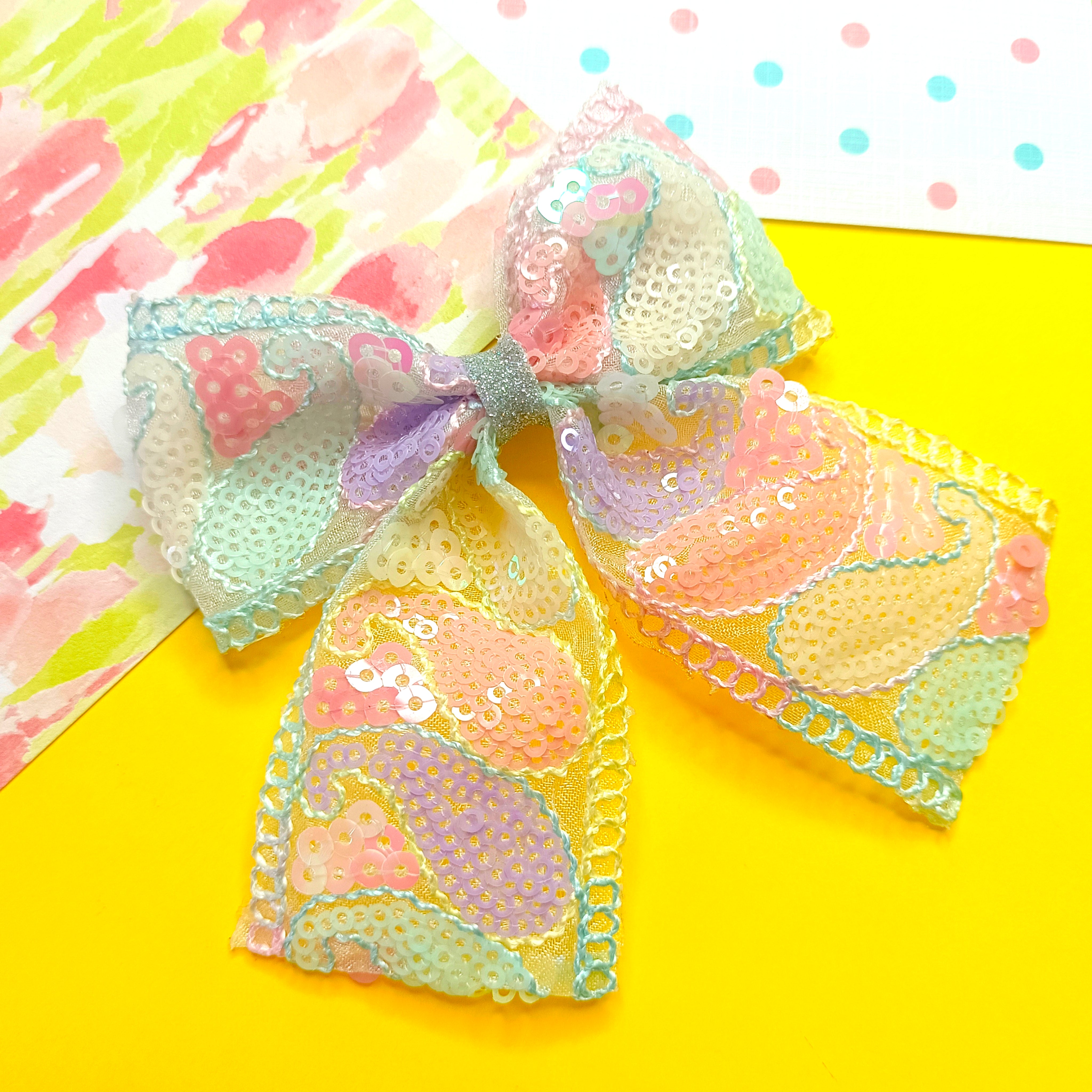 Piggy Tail Ambi Design Bow Alligator Clip - Soft Hues