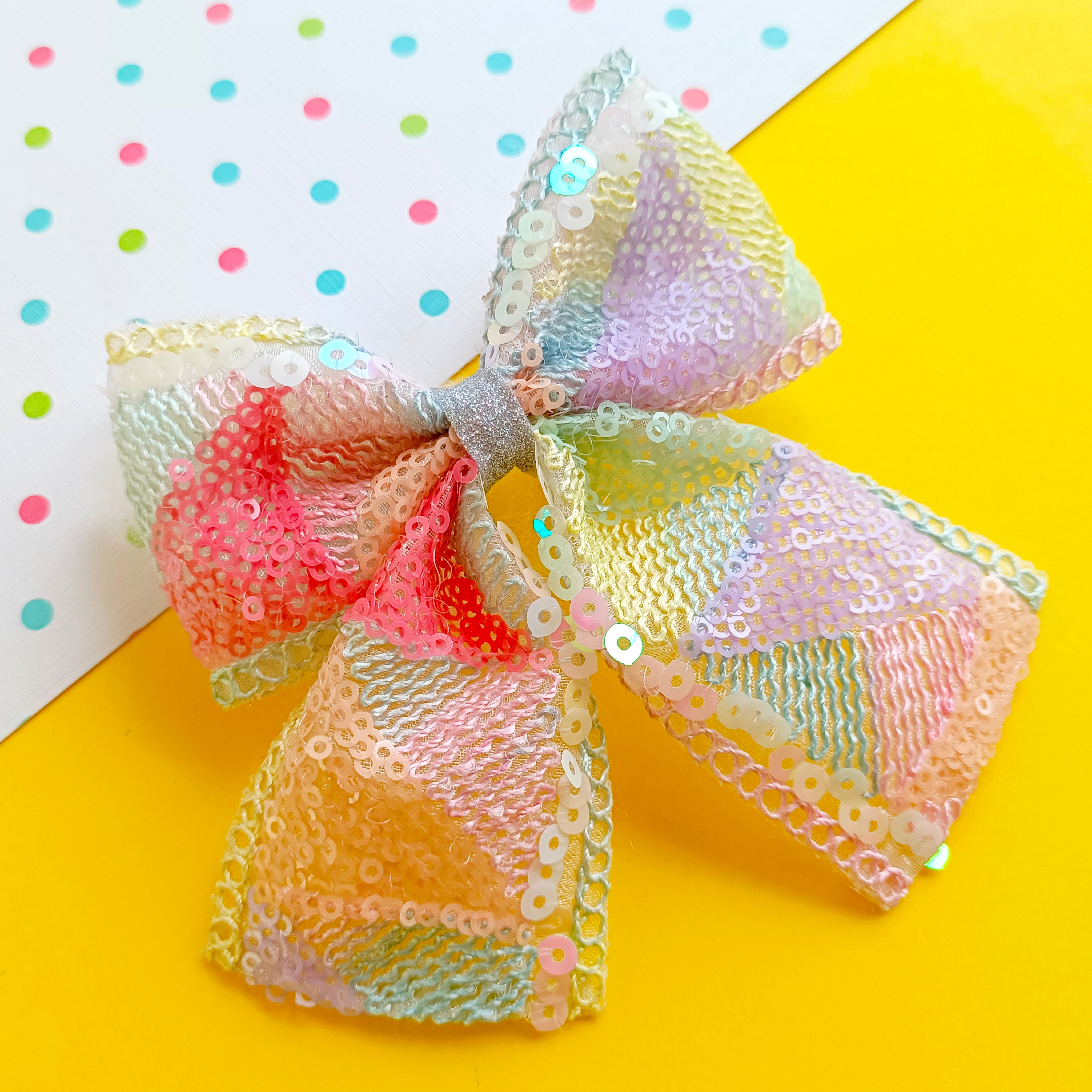 Piggy Tail Box Design Bow Alligator Clip - Soft Hues