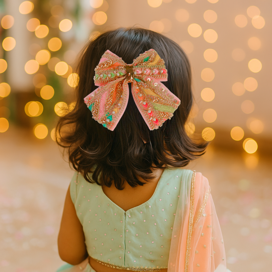 Royal Zari Blossom Embroidered & Beaded Big Alligator Clip