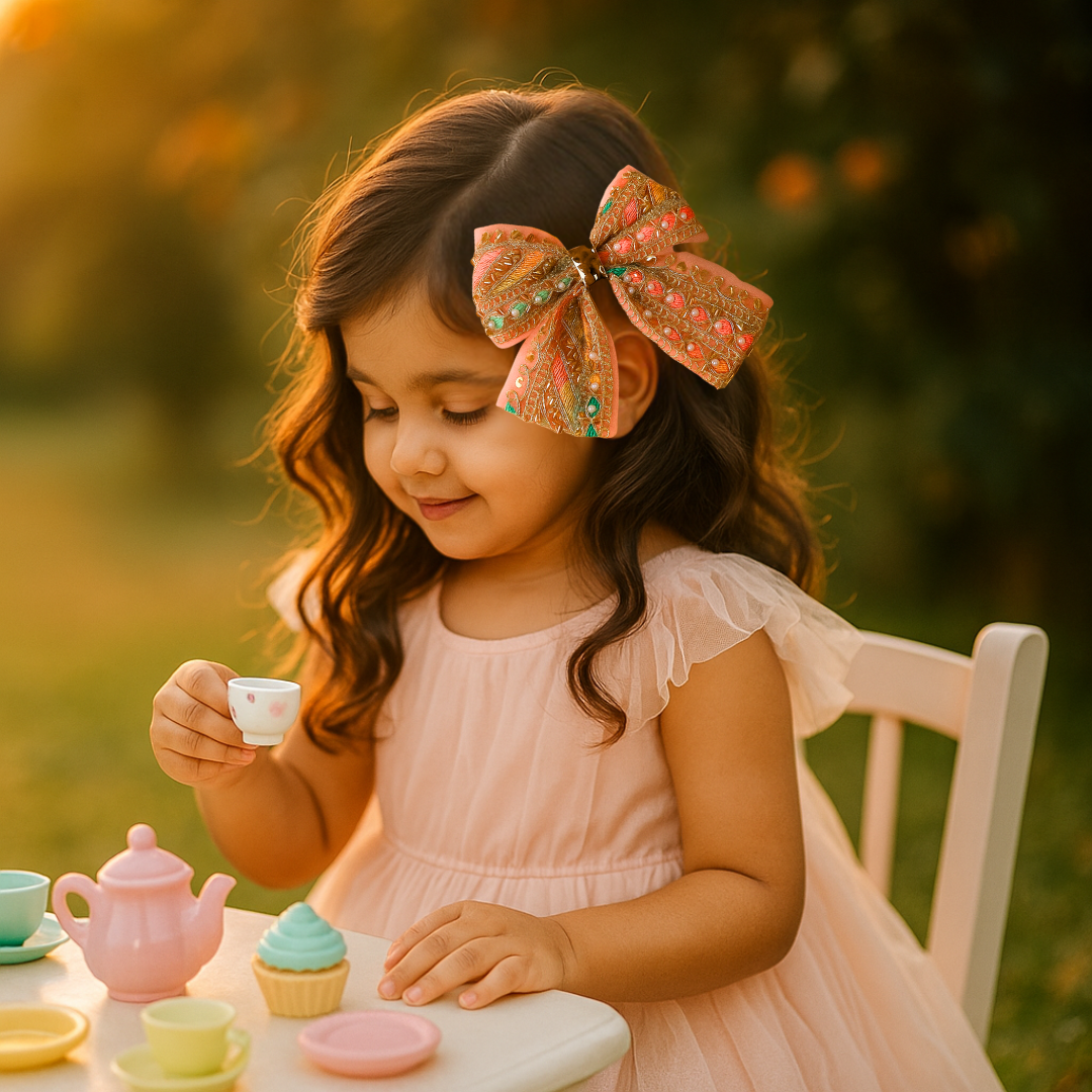 Royal Zari Blossom Embroidered & Beaded Big Alligator Clip