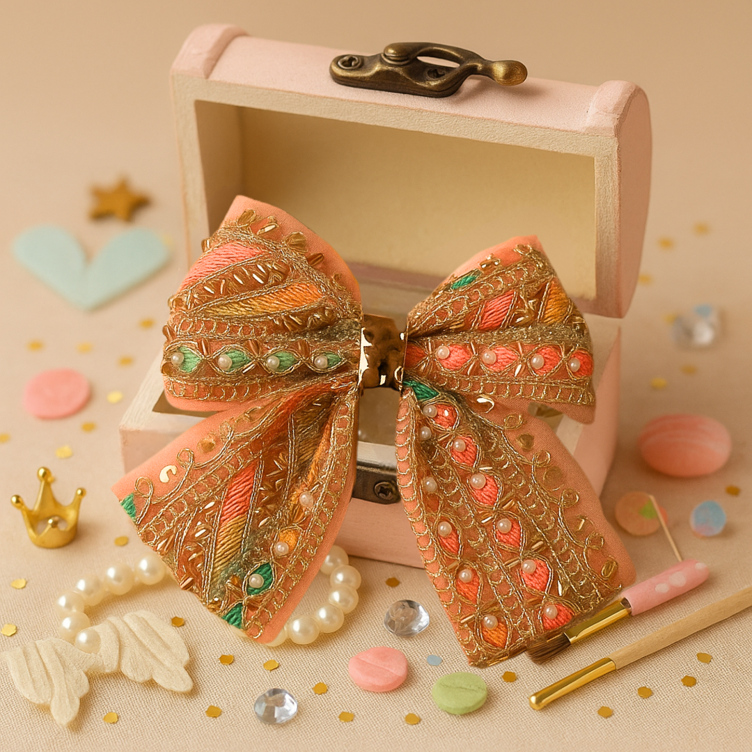 Royal Zari Blossom Embroidered & Beaded Big Alligator Clip