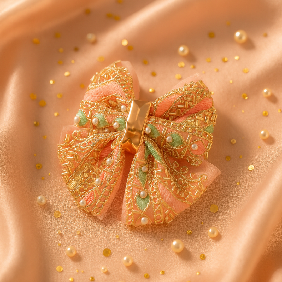 Royal Zari Blossom Medium Embroidered & Beaded Alligator Clip