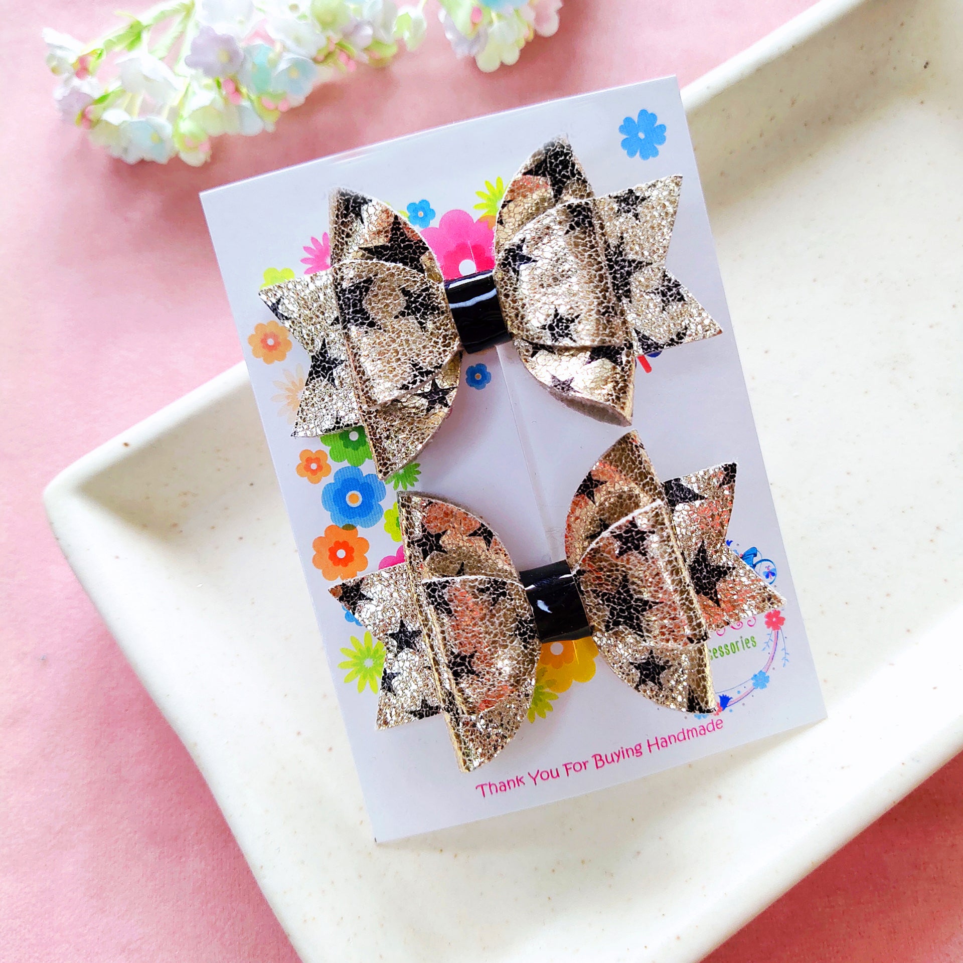 Double Layered Side Clip Pair - 4 Colors