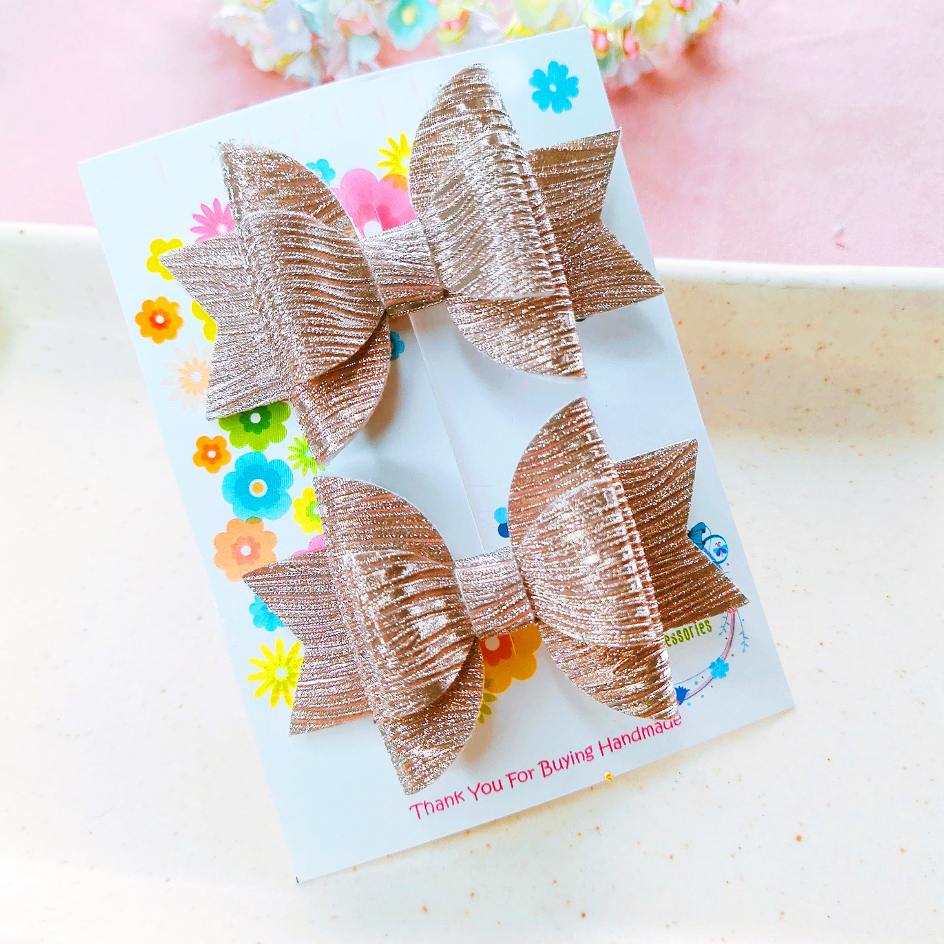 Double Layered Metallic Side Clip Pair - 3 Colors