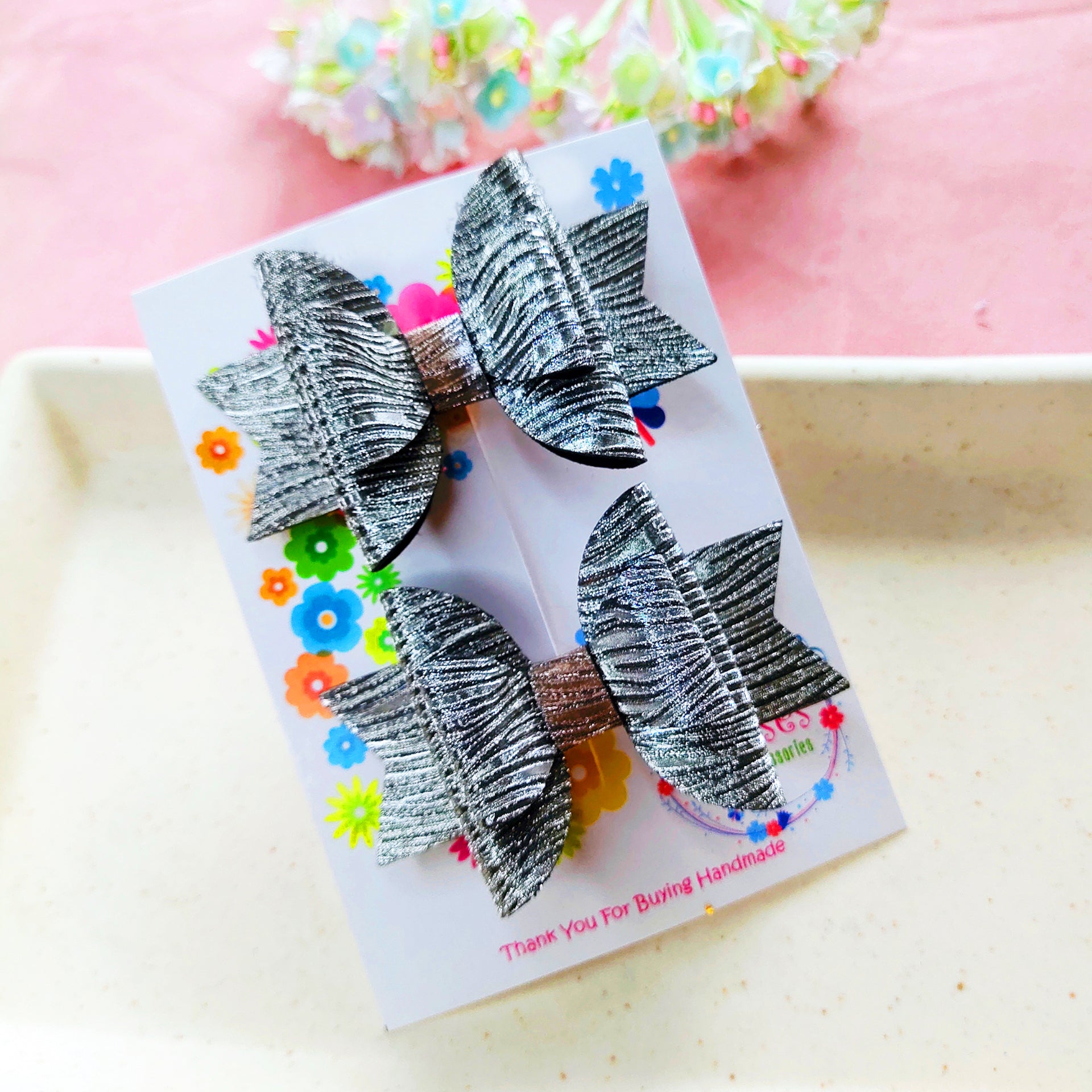 3 Colors Double Layered Metallic Side  Alligator Clip Pair