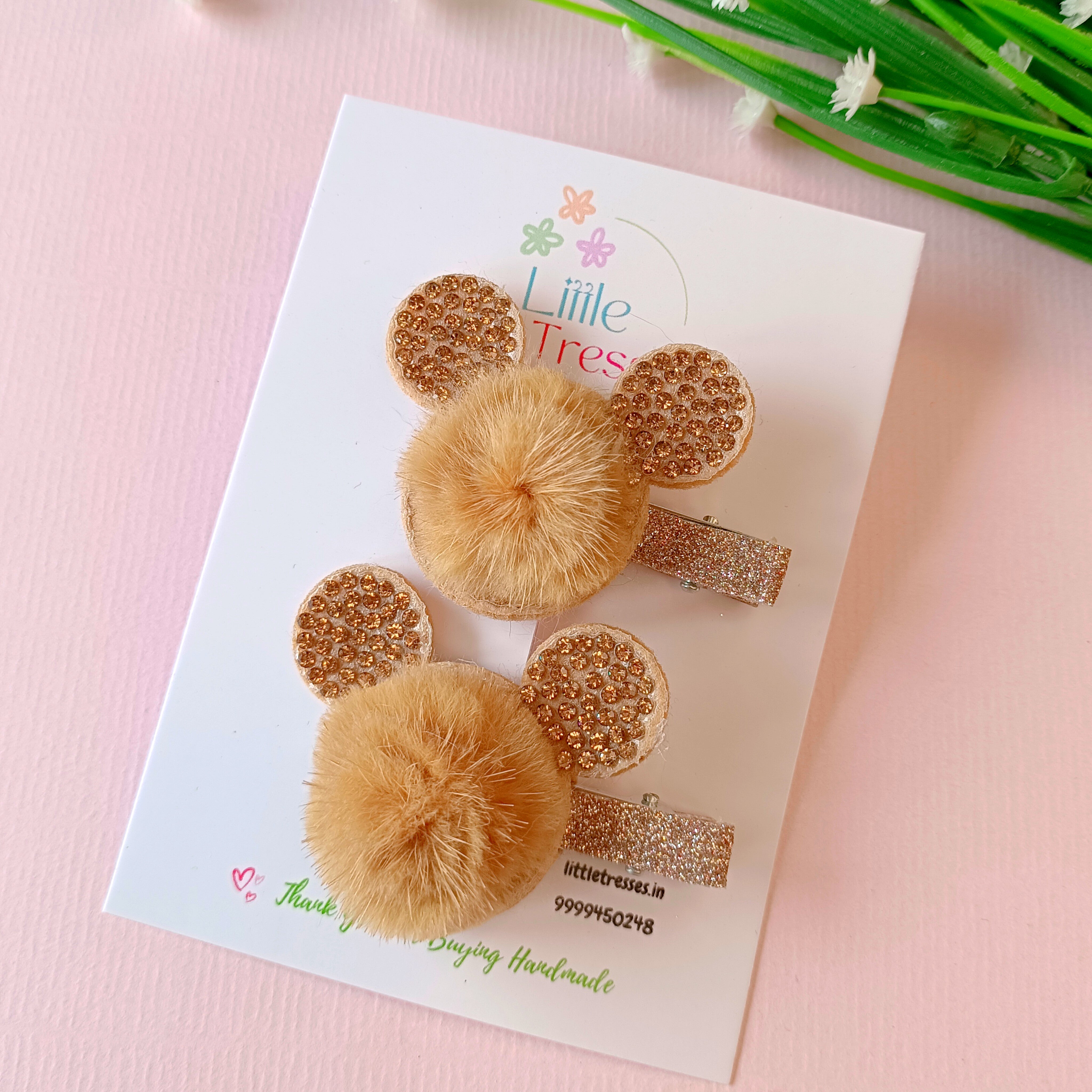 Furr Bunny Ears Alligator Clips Pair - 5 Colors