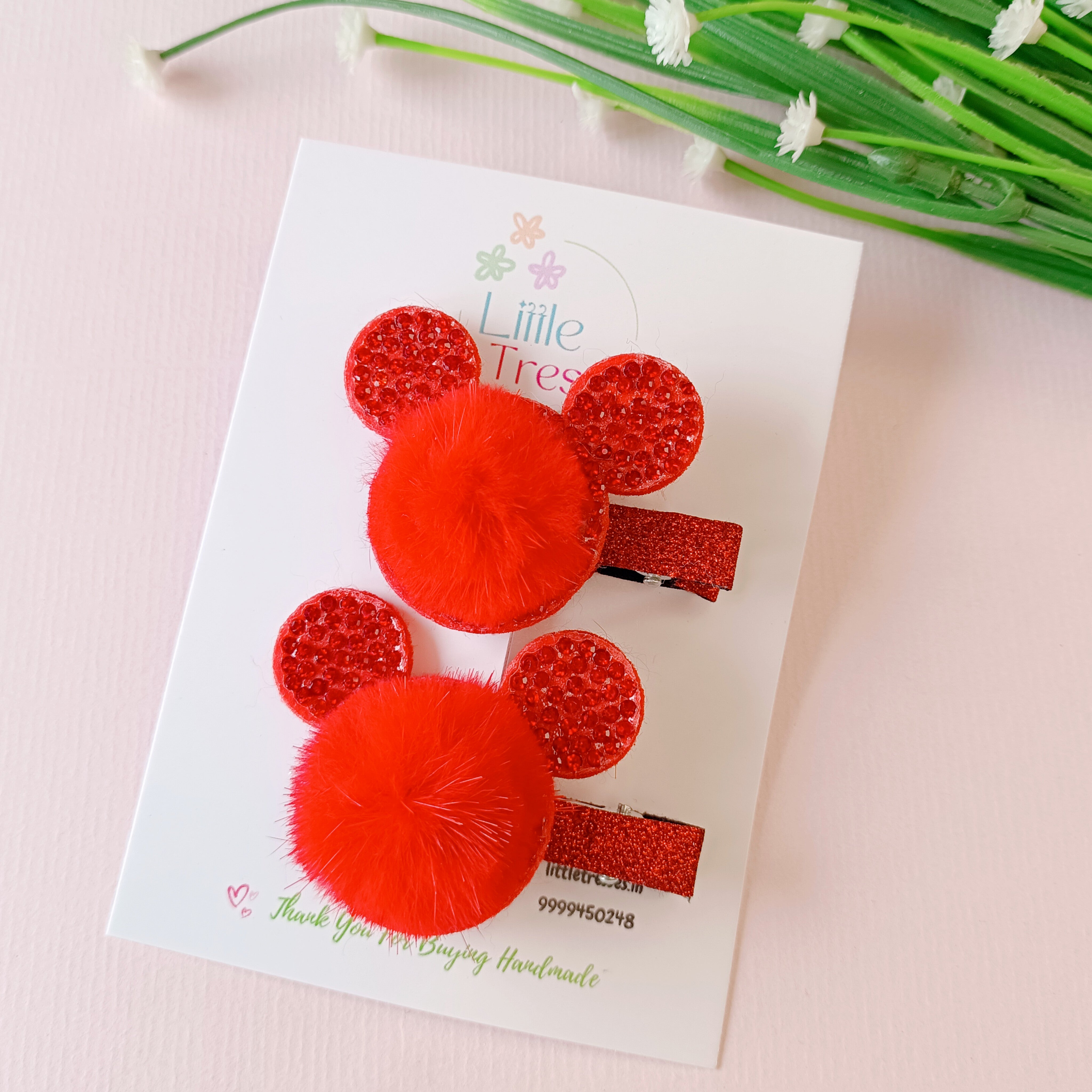 Furr Bunny Ears Alligator Clips Pair - 5 Colors