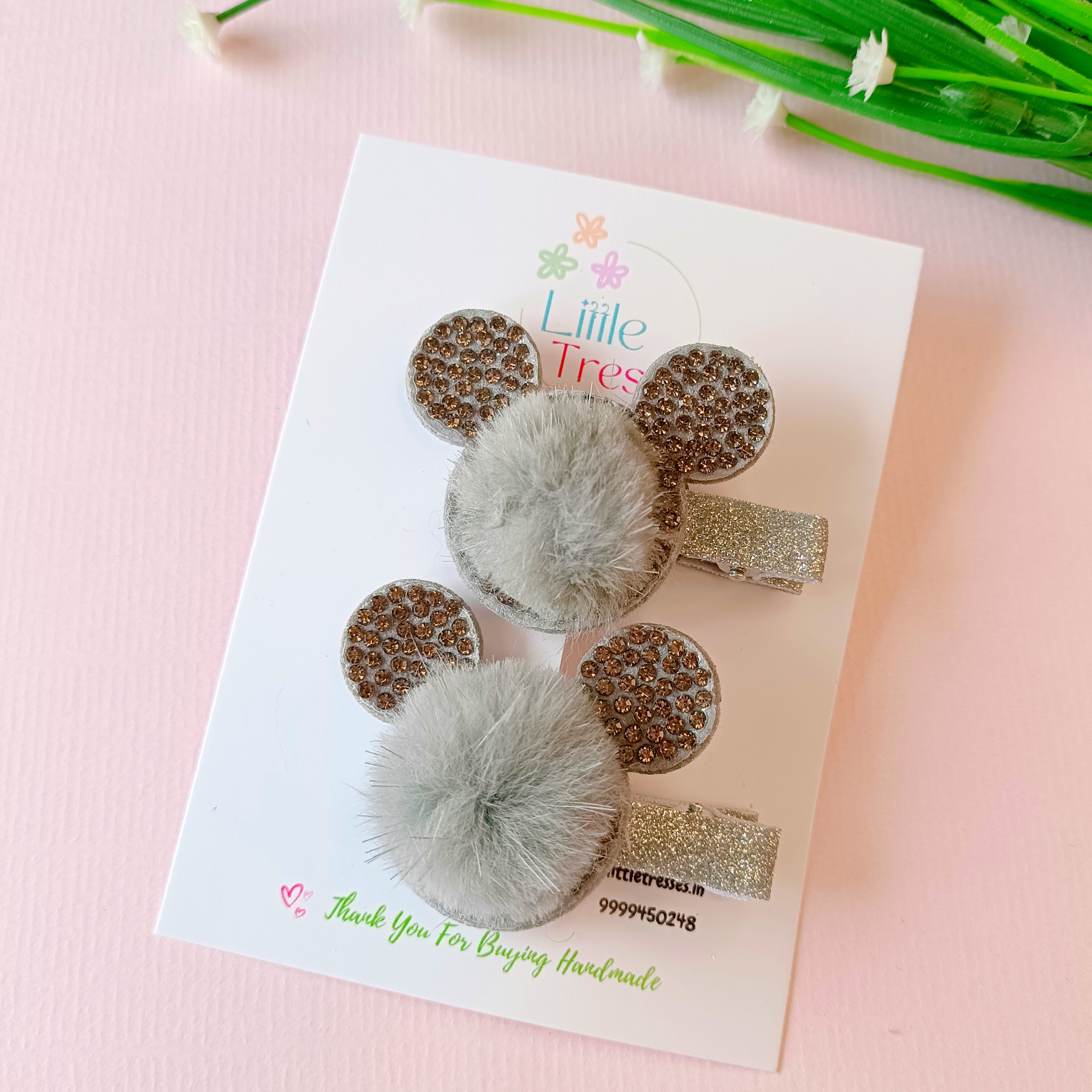 Furr Bunny Ears Alligator Clips Pair - 5 Colors