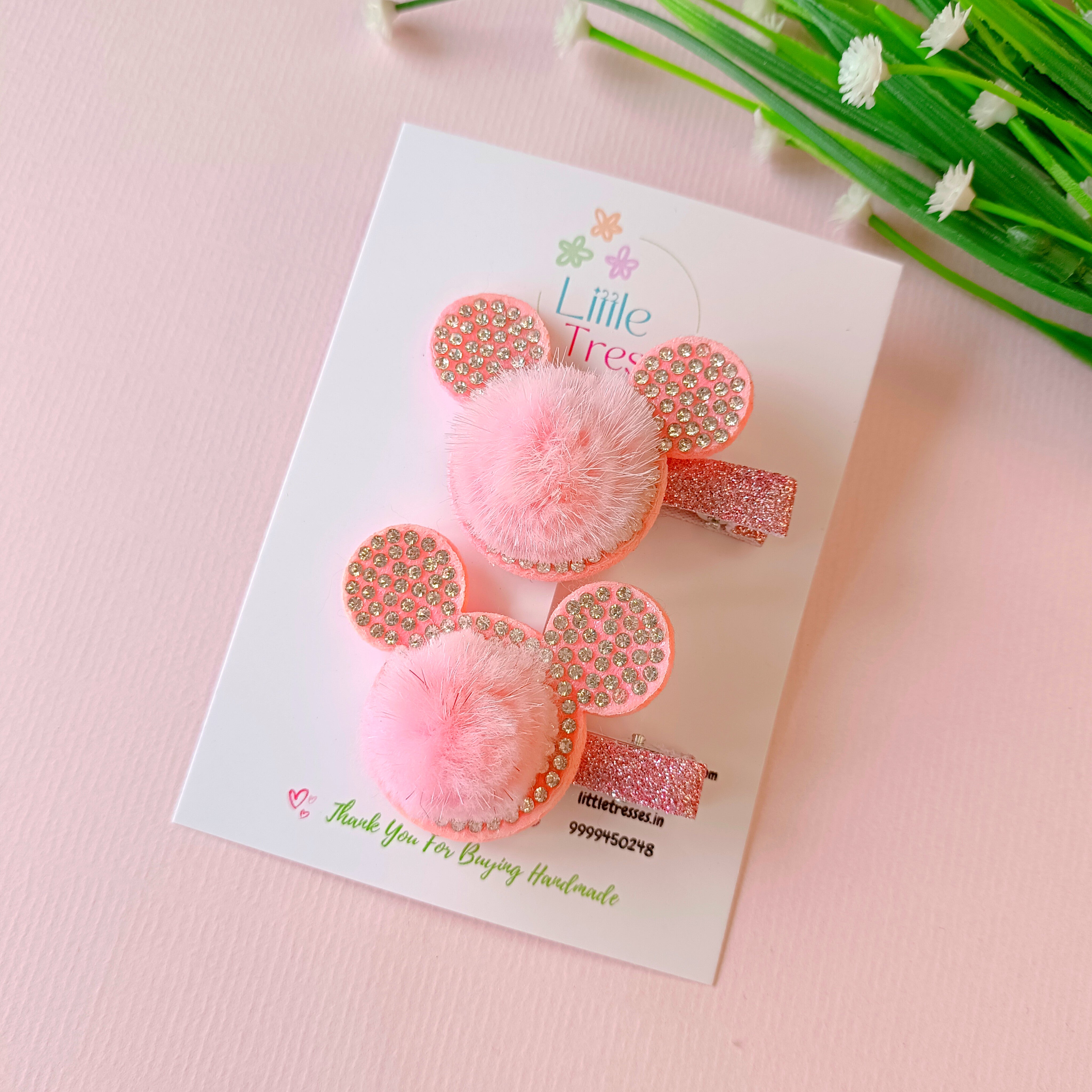 Furr Bunny Ears Alligator Clips Pair - 5 Colors