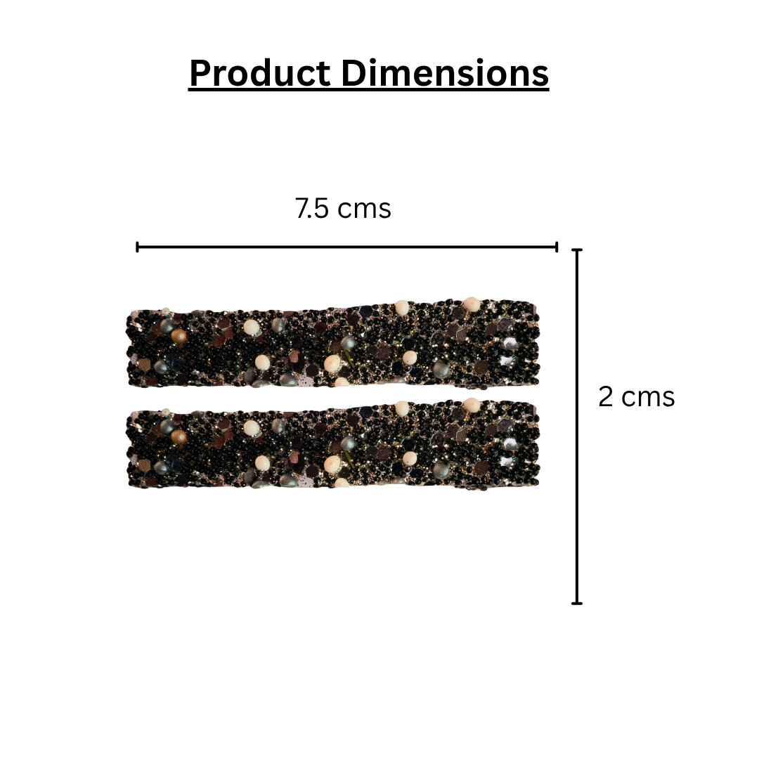 Midnight Black Beaded Alligator Clip