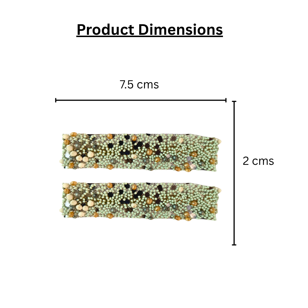 Frost Blue Beaded Alligator Clip