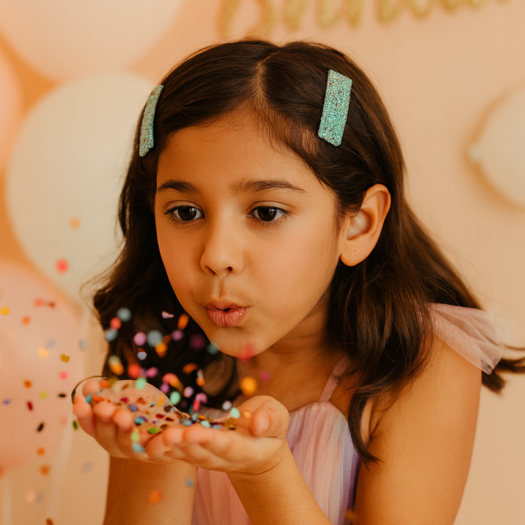 Frost Blue Beaded Alligator Clip