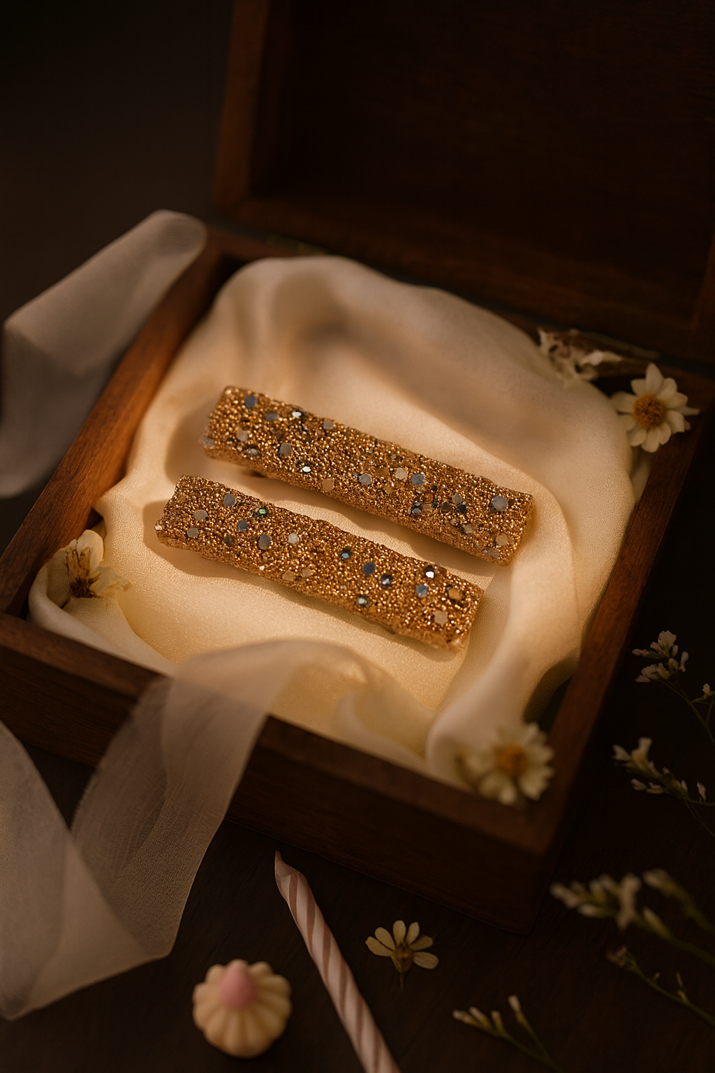 Honey Gold Sparkle Beaded Alligator Clip