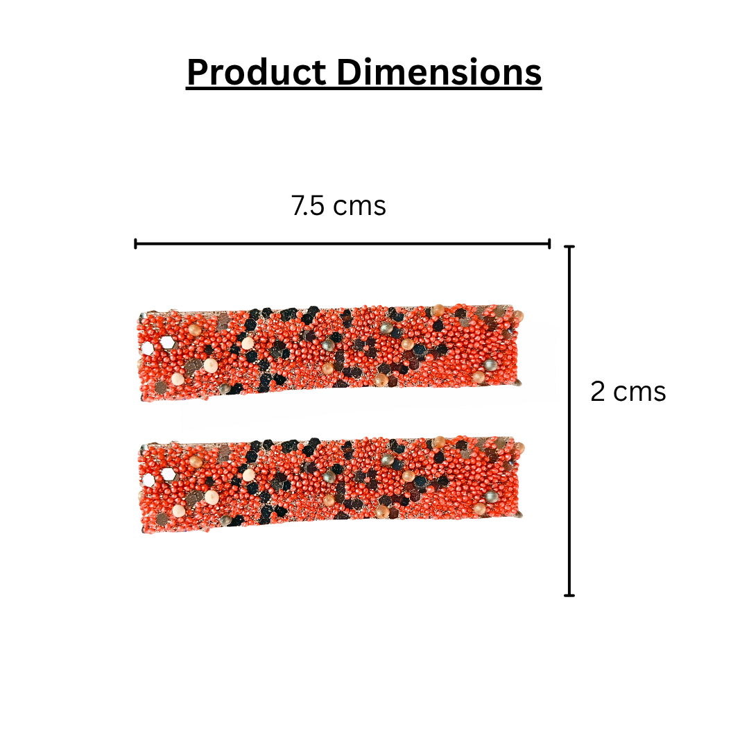 Peach Glow Beaded Alligator Clip