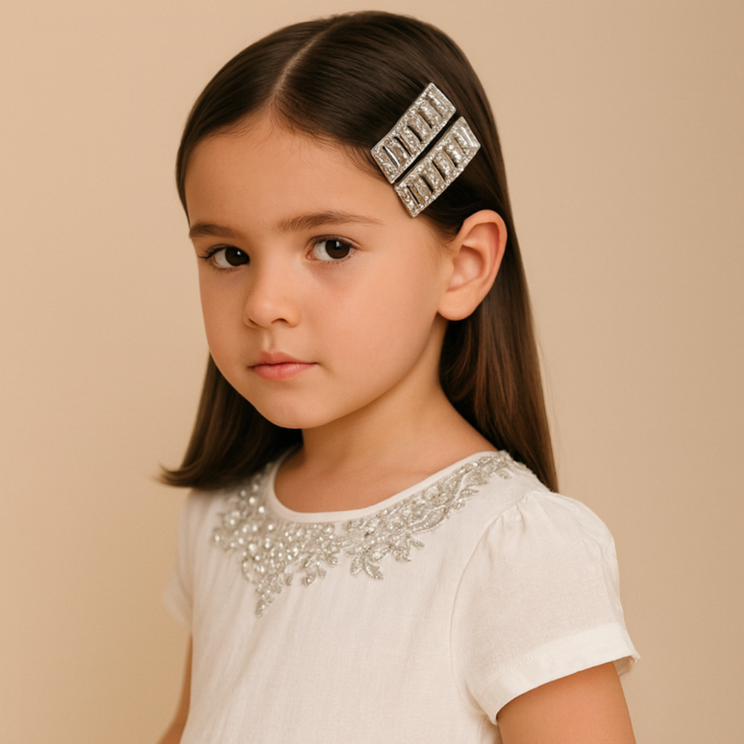 Silver Sparkle Beaded Alligator Clip