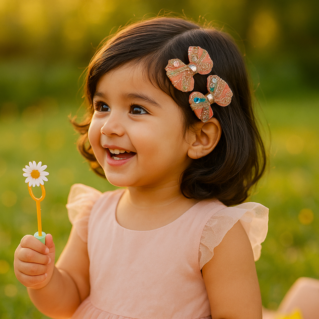 Royal Zari Blossom Embroidered & Beaded Small Alligator Clip