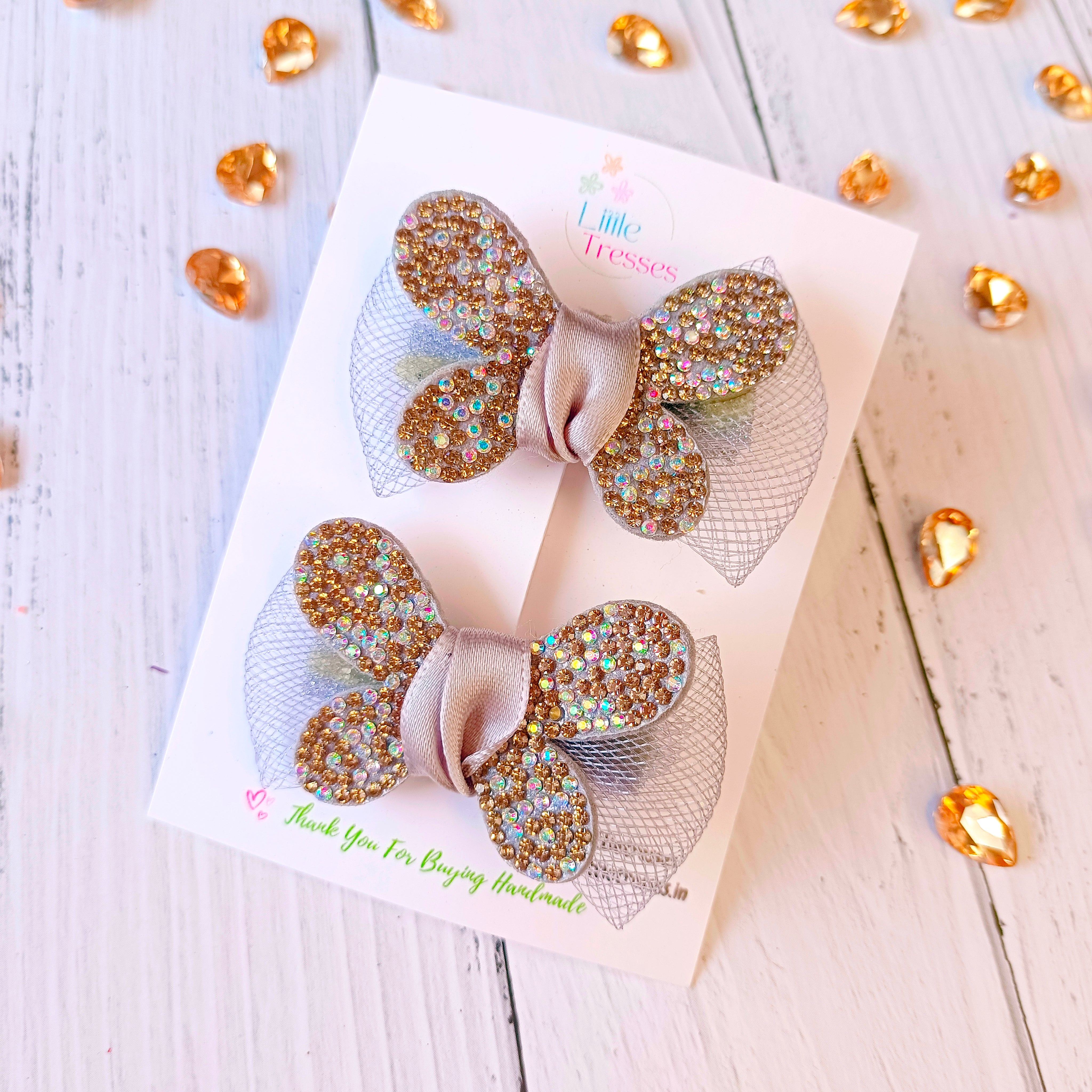 Butterfly Mesh Alligator Clip Pair - 2 Colors